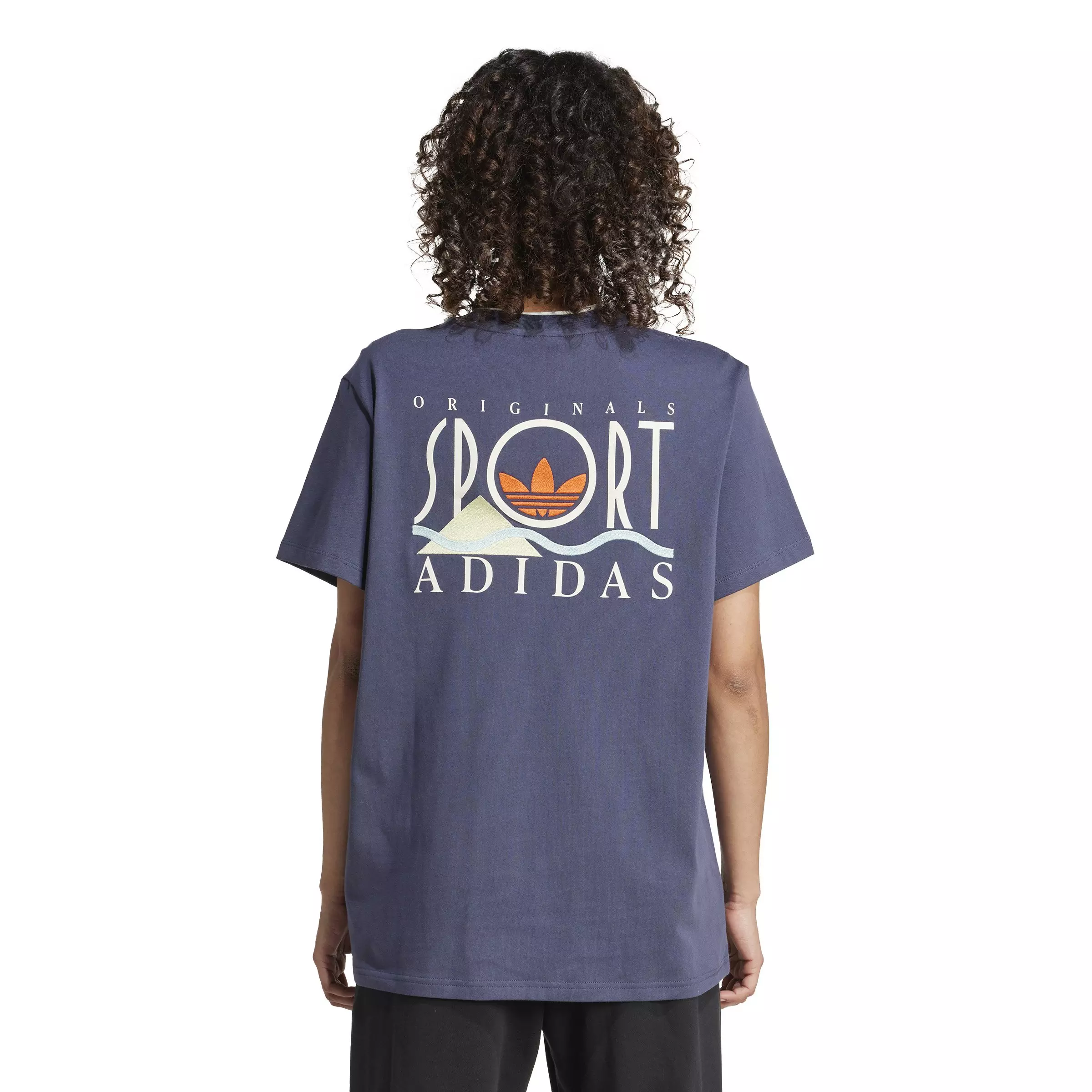 adidas Originals Women's Graphic adidas Sports Loose 3-Stripes ​Tee -Blue - BLUE