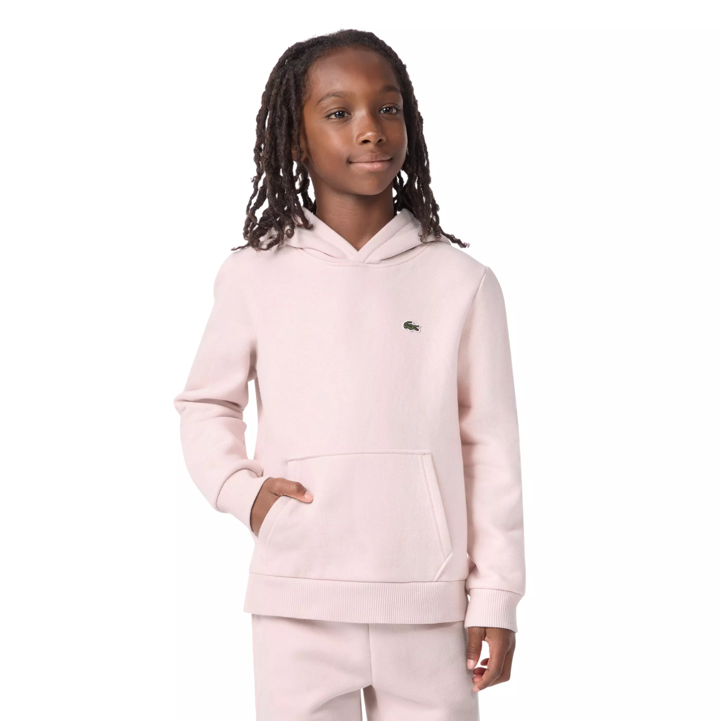 Lacoste Big Boys' Core Fleece Pullover Hoodie - Lt Pink - LT PINK