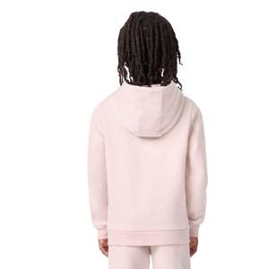 Lacoste Big Boys' Core Fleece Pullover Hoodie -Lt Pink