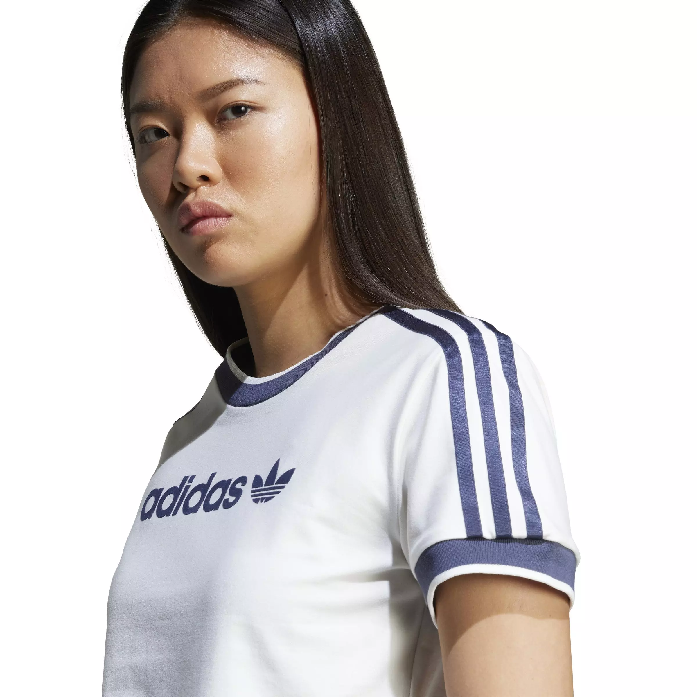 adidas Originals Women's Linear Logo 3-Stripes T-Shirt -White - WHITE