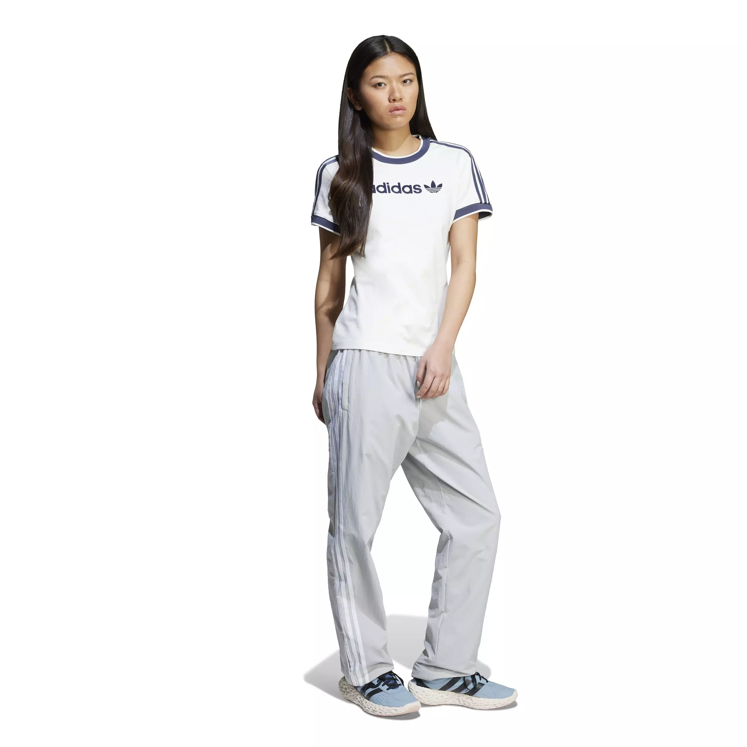 adidas Originals Women's Linear Logo 3-Stripes T-Shirt -White - WHITE