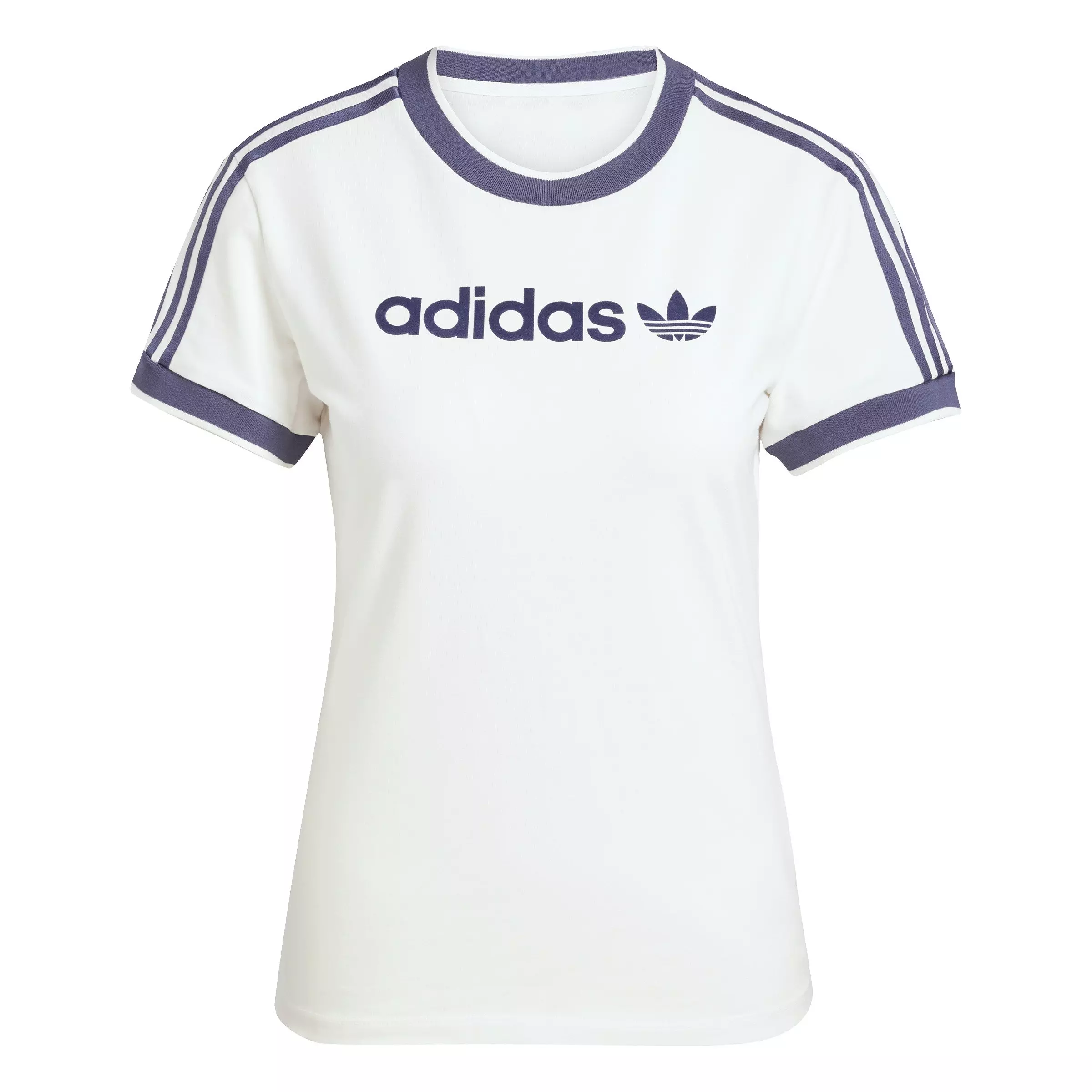 adidas Originals Women's Linear Logo 3-Stripes T-Shirt -White - WHITE