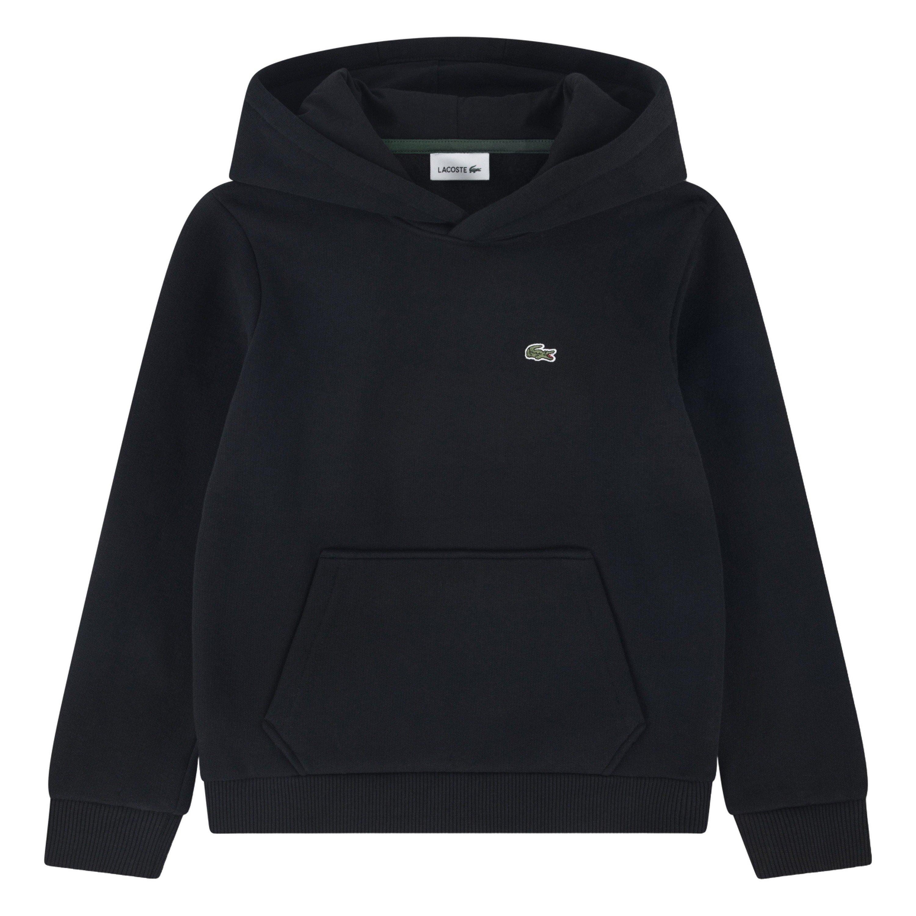 Lacoste Big Boys' Core Fleece Pullover Hoodie - Black - BLACK Thumbnail View 1