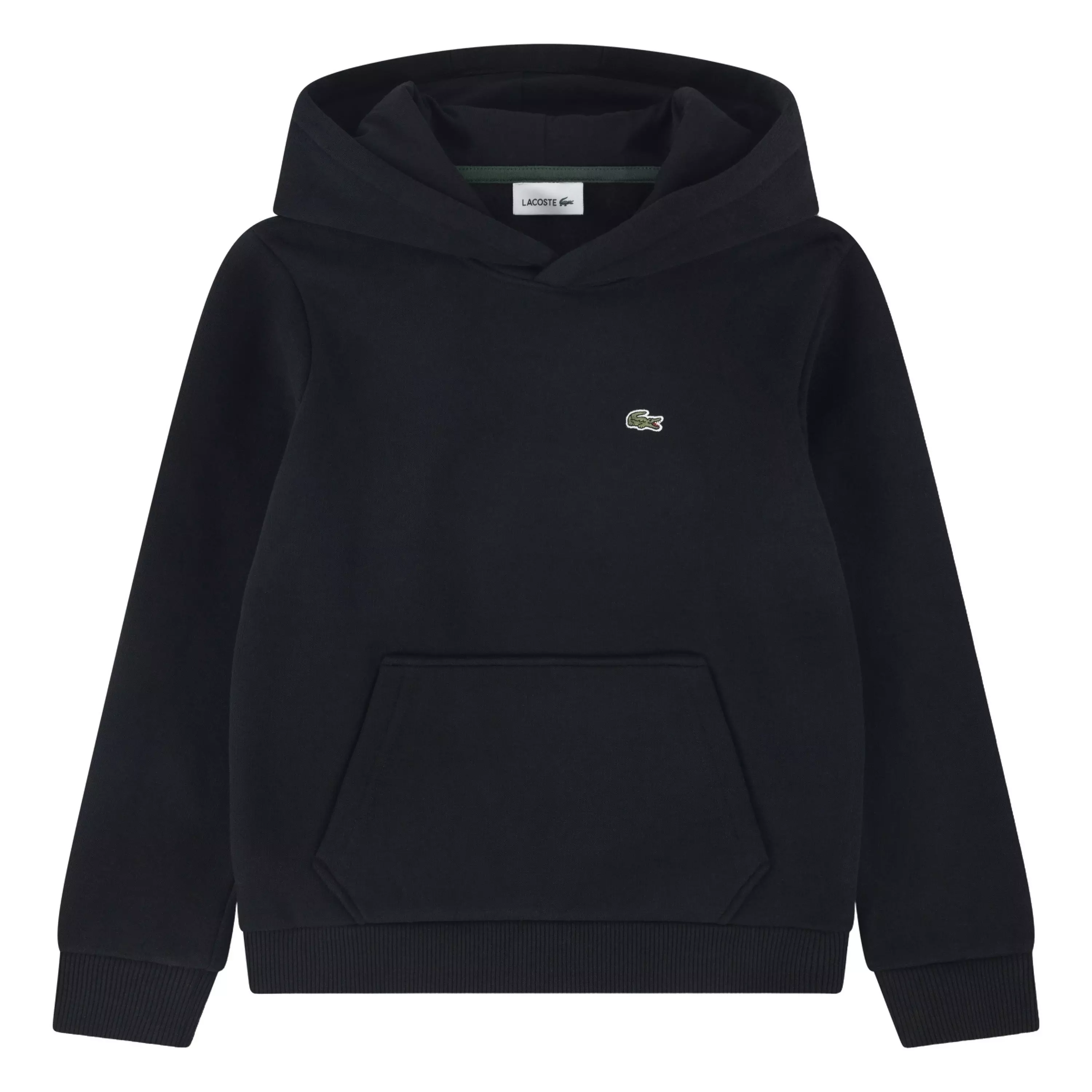 Lacoste Big Boys' Core Fleece Pullover Hoodie - Black - BLACK