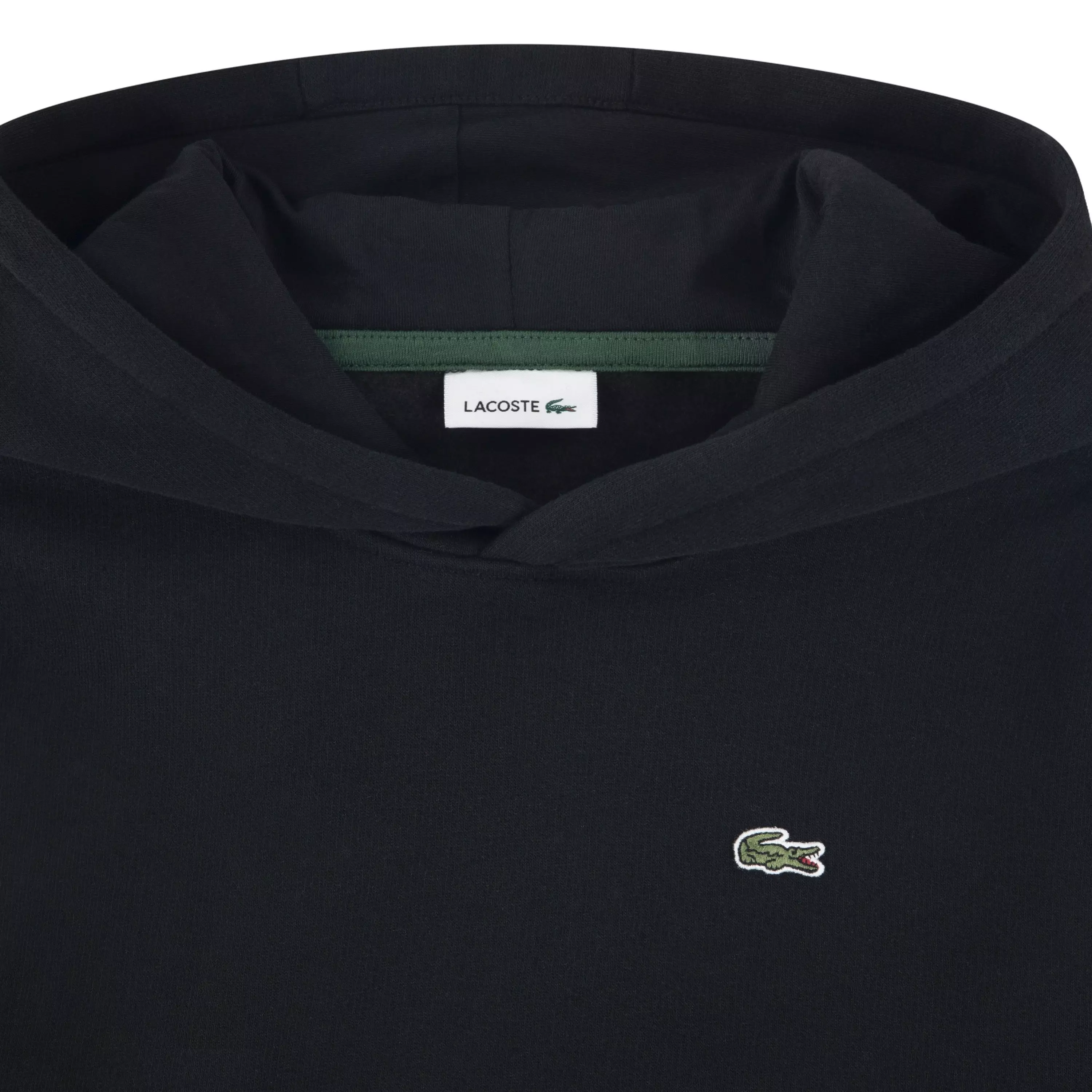 Lacoste Big Boys' Core Fleece Pullover Hoodie -Black - BLACK