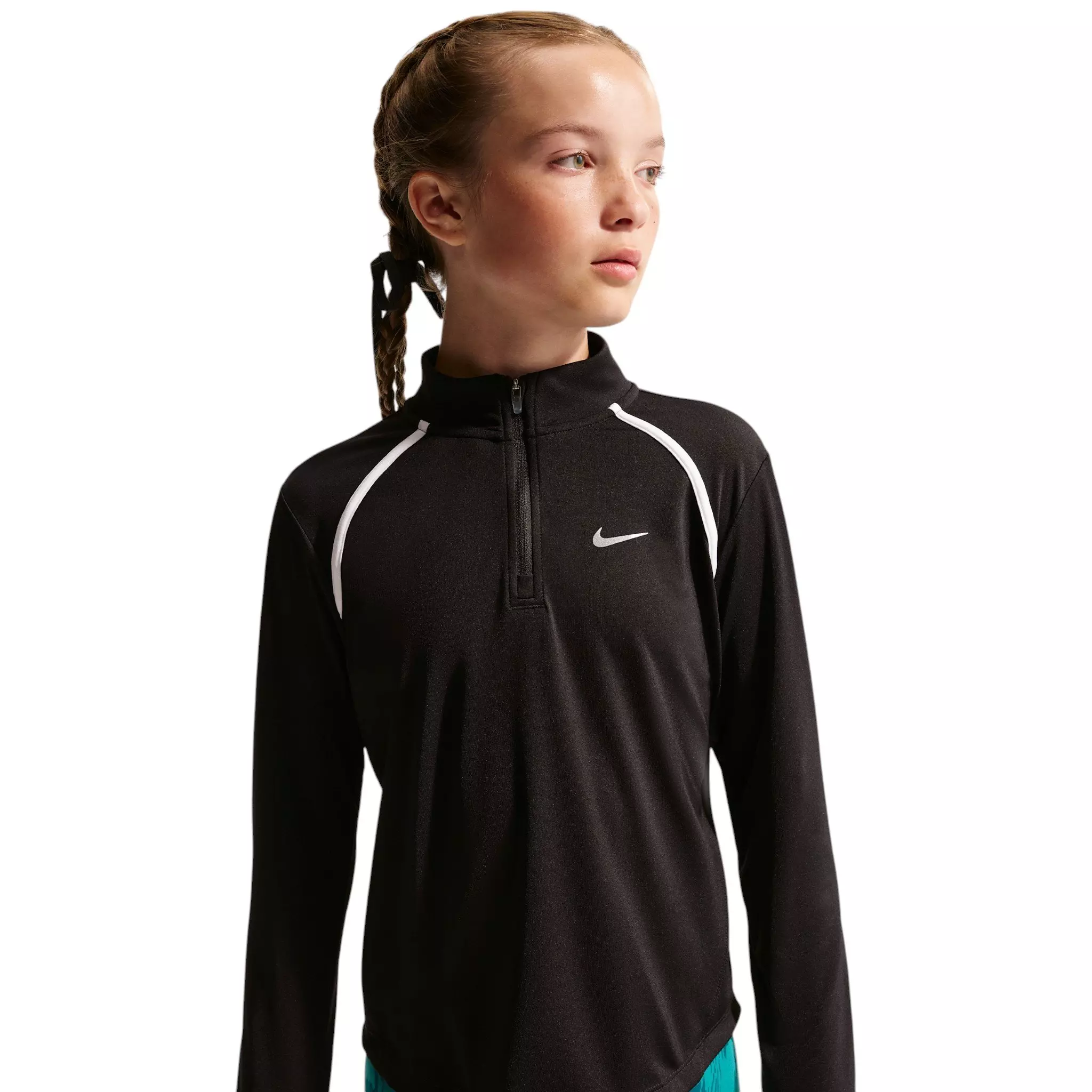 Nike Big Girls' Tempo Dri-FIT Long-Sleeve Half-Zip Top - Black - BLACK