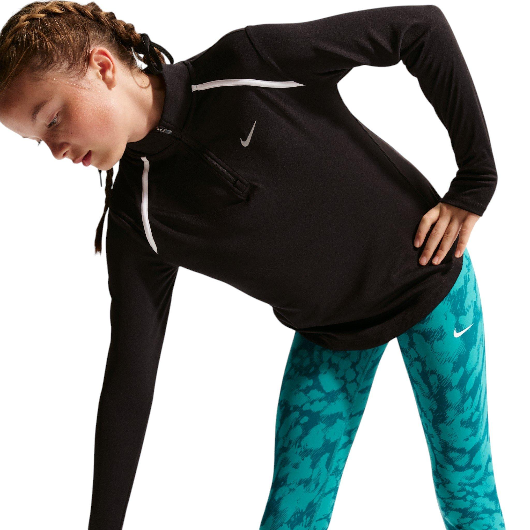 Nike Tempo Dri-FIT Long-Sleeve Big Girls' Black Half-Zip Top