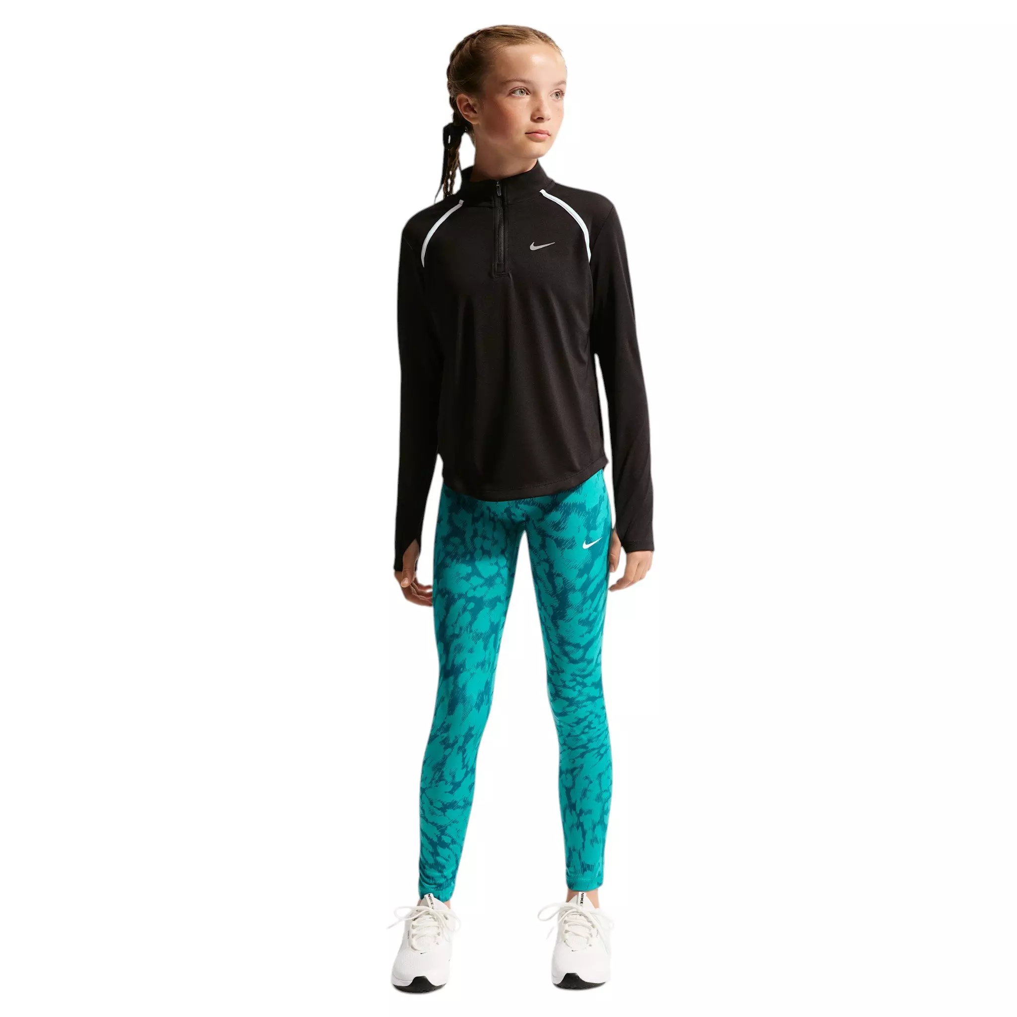 Nike Big Girls' Tempo Dri-FIT Long-Sleeve Half-Zip Top - Black - BLACK