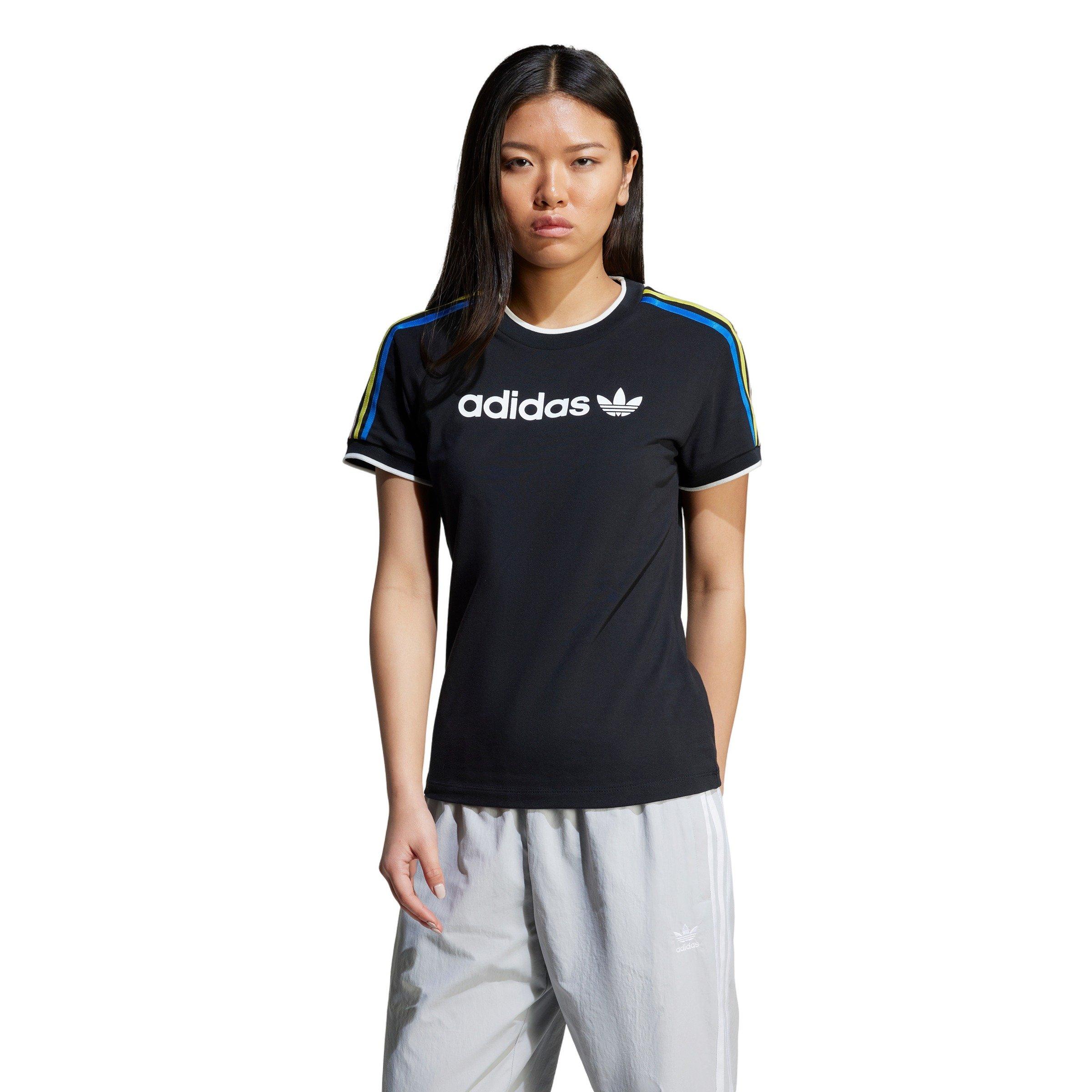 adidas Originals Women's Linear Logo 3-Stripes T-Shirt -Black - BLACK Thumbnail View 1