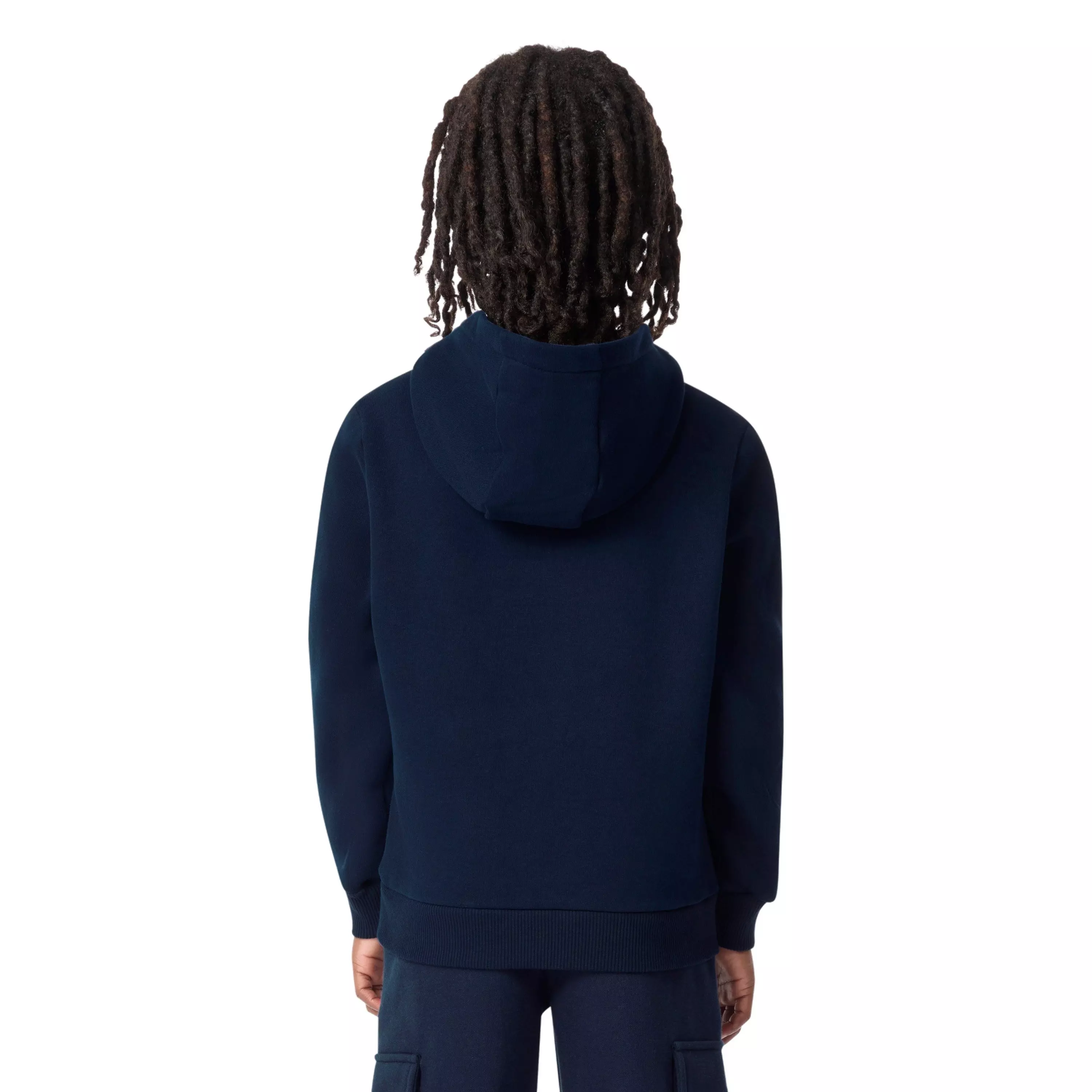 Lacoste Big Boys' Core Fleece Pullover Hoodie -Navy - NAVY