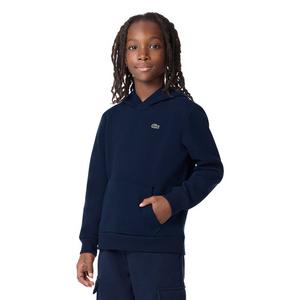 Lacoste Big Boys' Core Fleece Pullover Hoodie -Navy