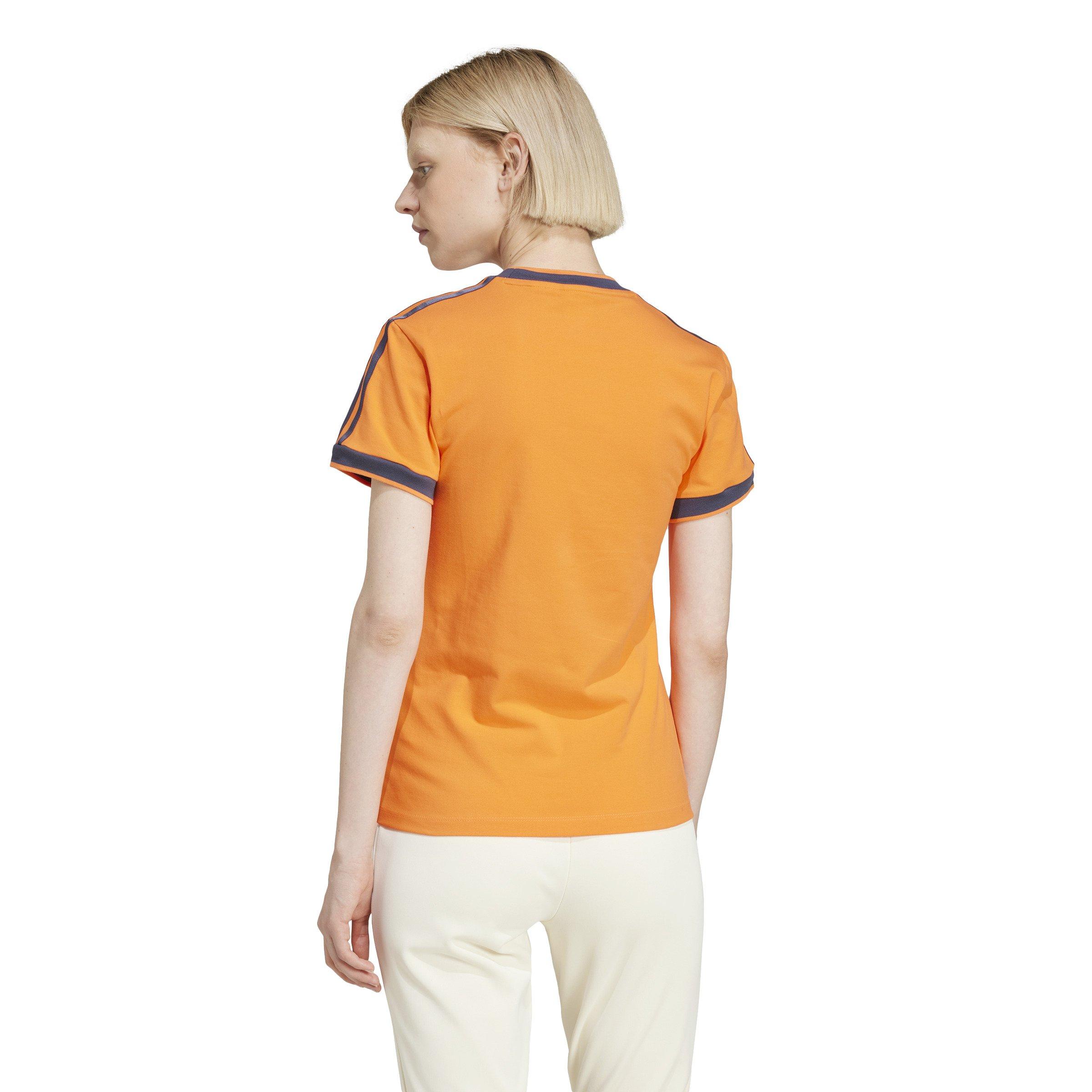 adidas Originals Women's Linear Logo 3-Stripes T-Shirt -Orange - ORANGE Thumbnail View 2