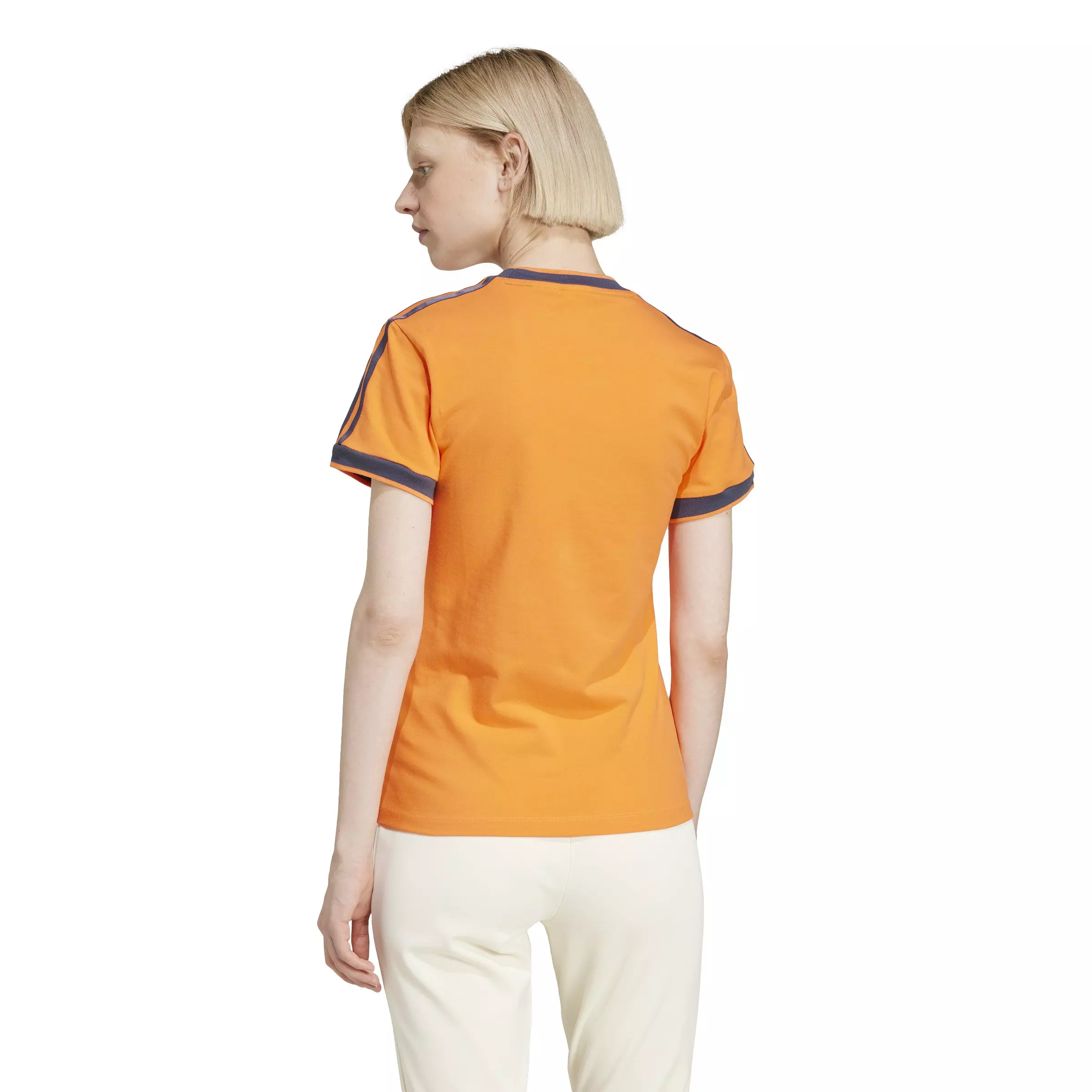 adidas Originals Women's Linear Logo 3-Stripes T-Shirt -Orange - ORANGE