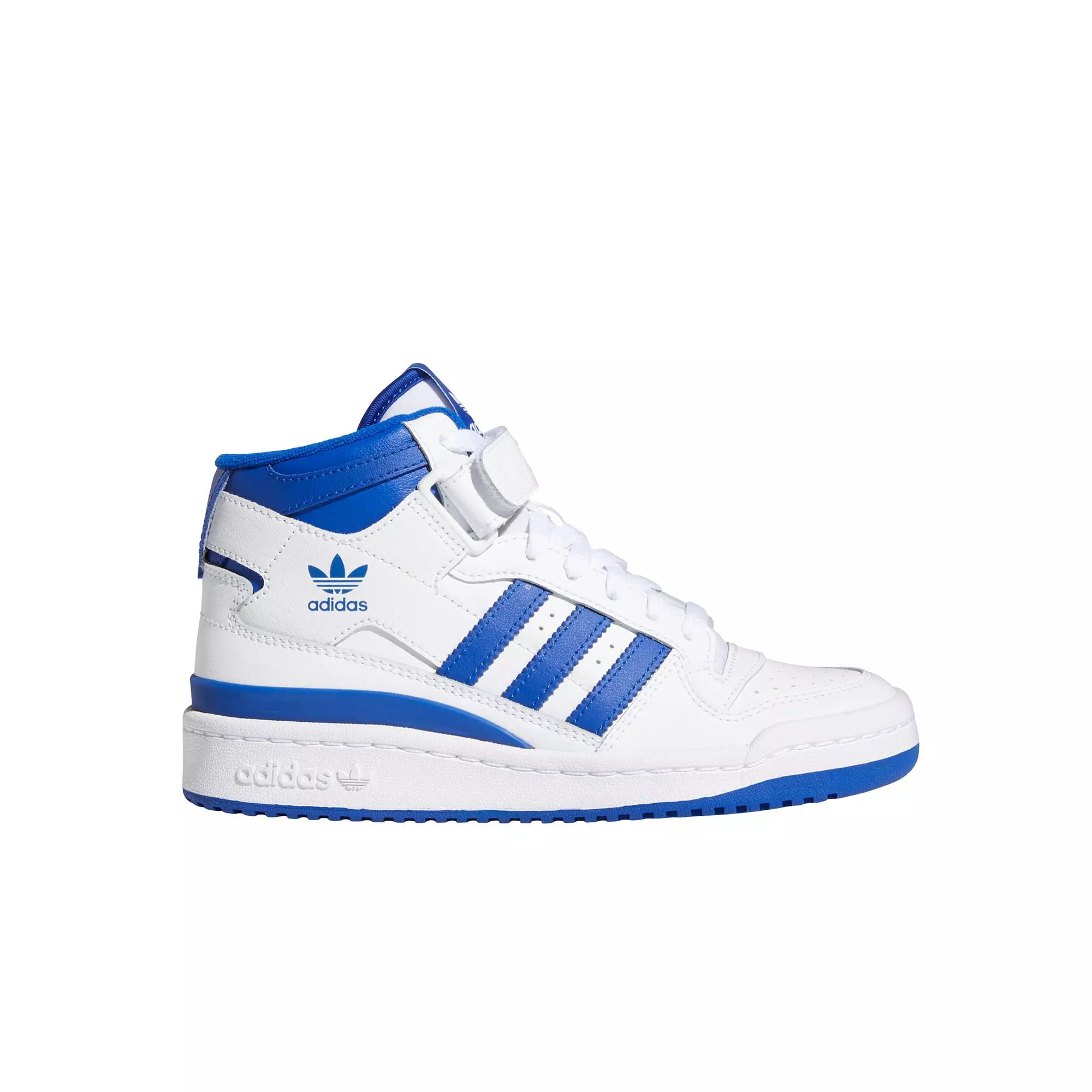 adidas Forum Mid "Ftwr White/Team Royal Blue" Grade School Boys' Shoe - WHITE/ROYAL
