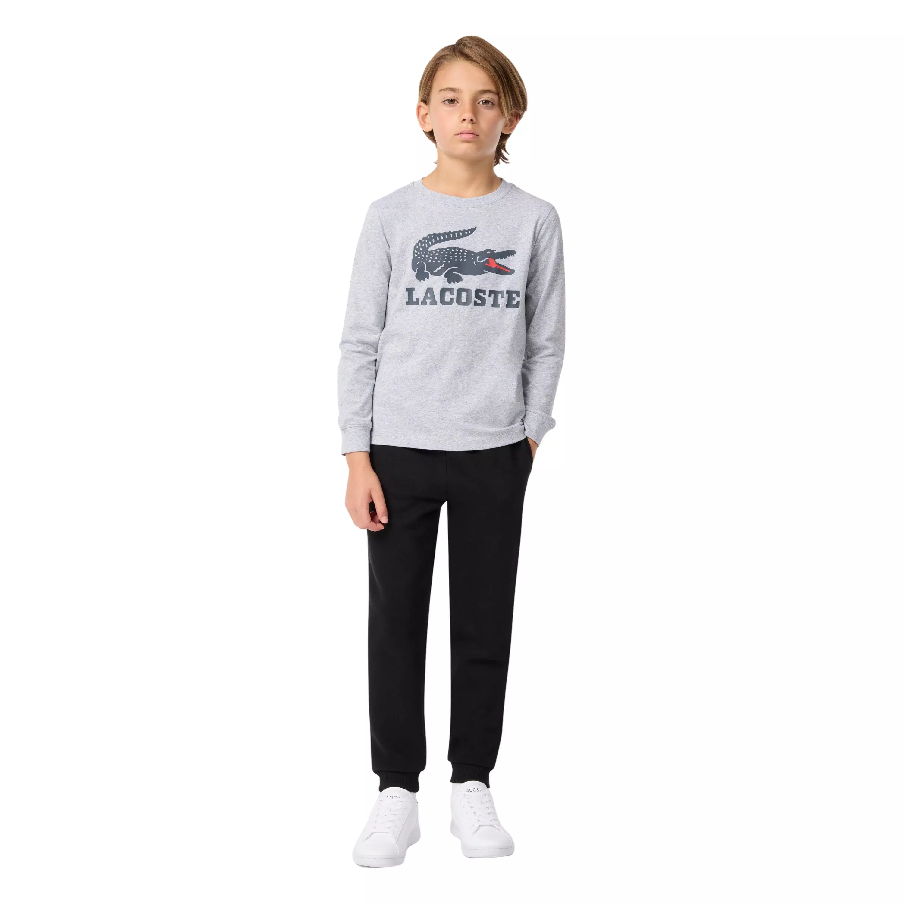 Lacoste Big Boys' Core Fleece Jogger Pants -Black - BLACK