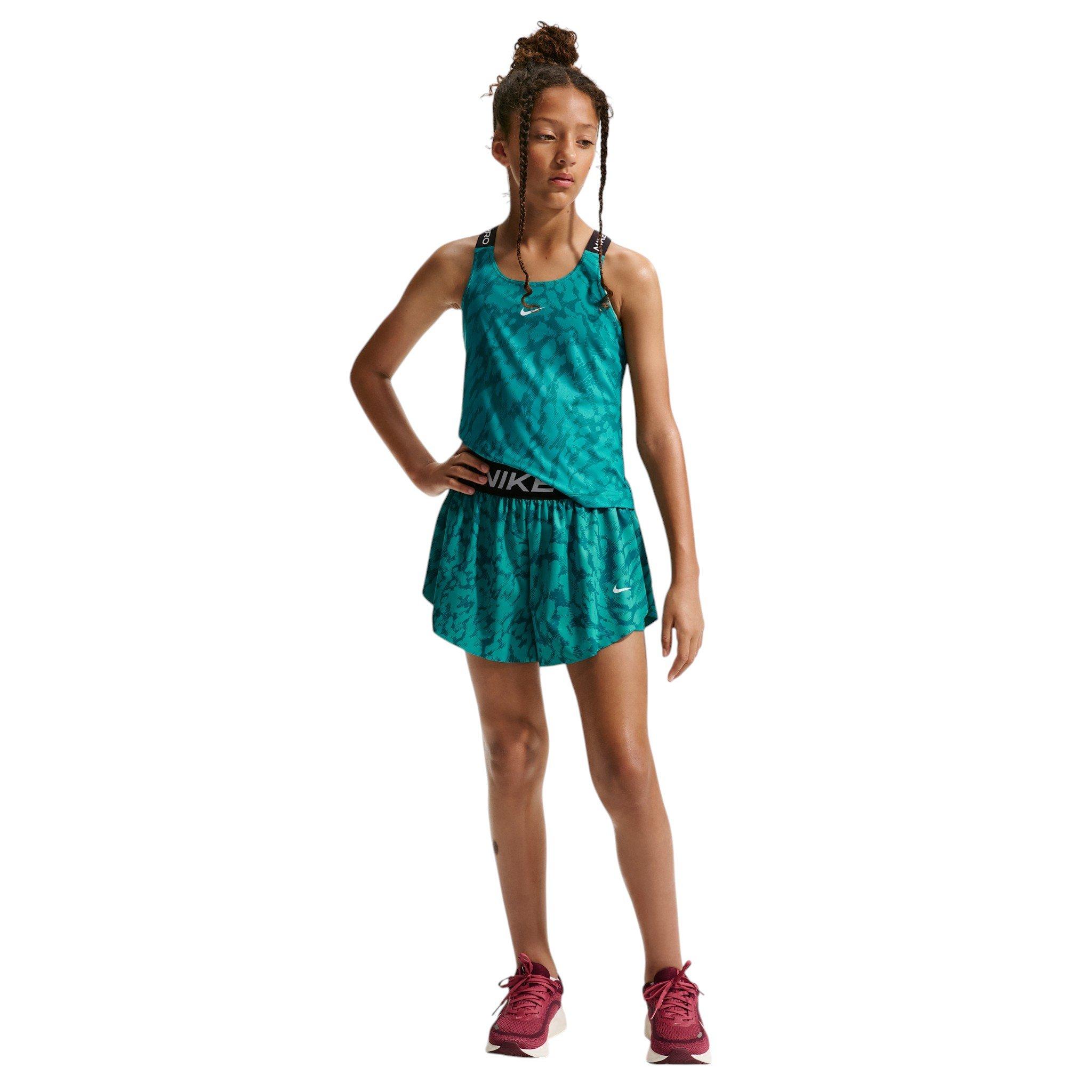 Nike Big Girls' Pro 2-in-1 Shorts - Green - GREEN Thumbnail View 4