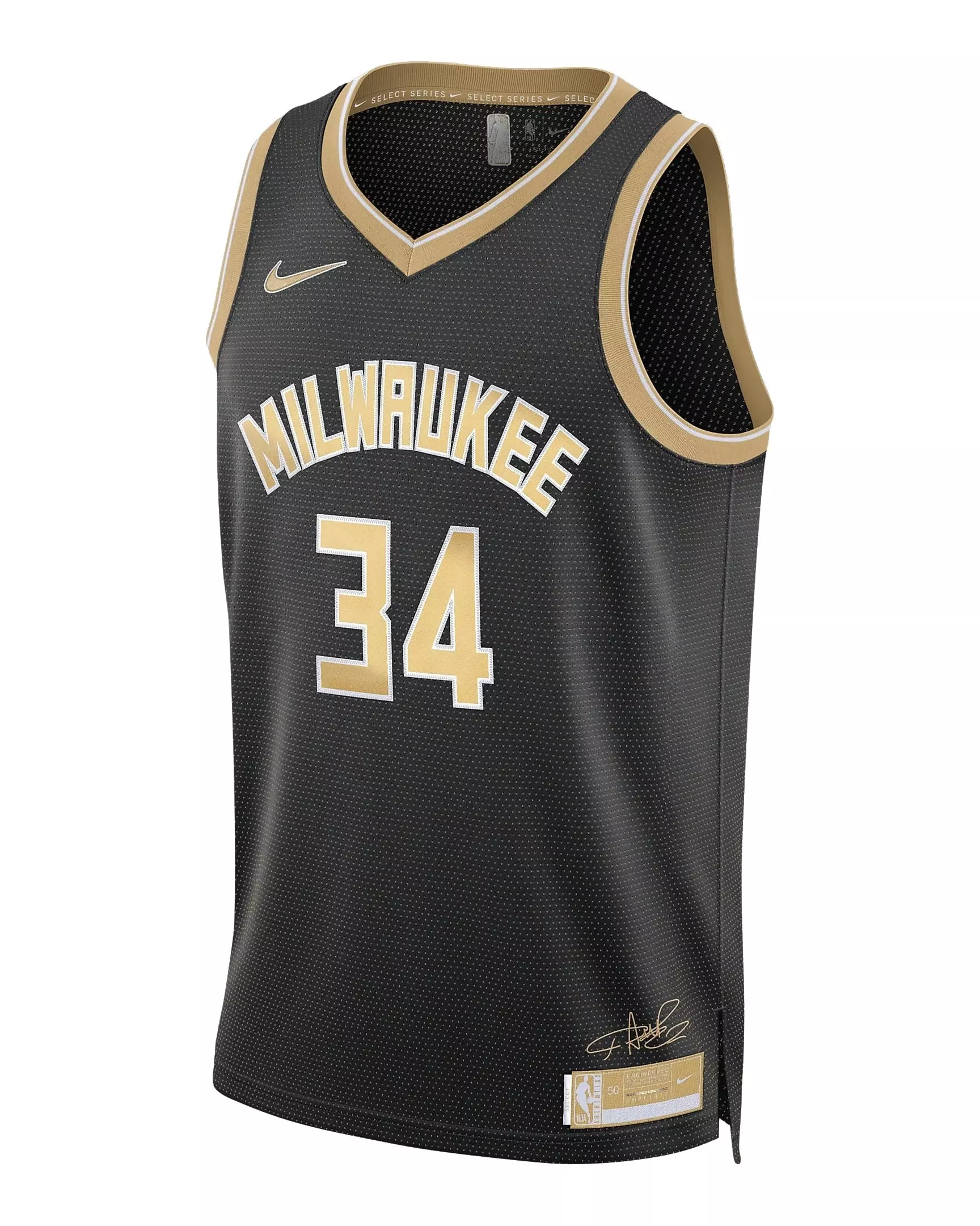Nike Men's Giannis Antetokounmpo Milwaukee Bucks 2024 Select Series Jersey -Black/Gold - BLACK/GOLD