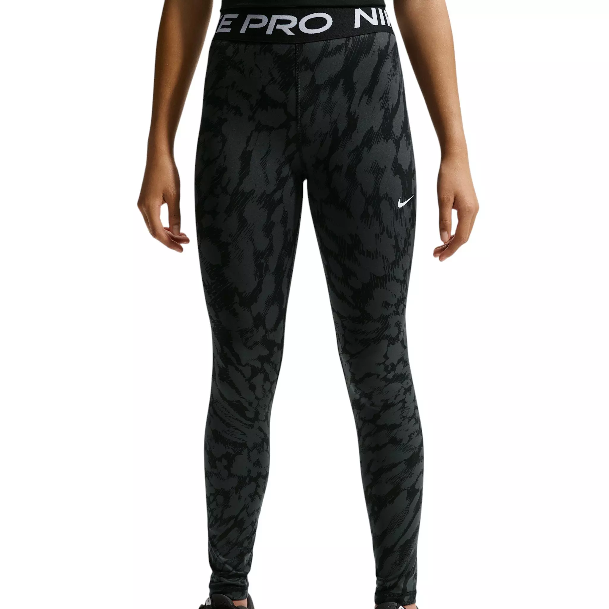 Nike Big Girls' Pro AOP Sports Leggings - Black - BLACK