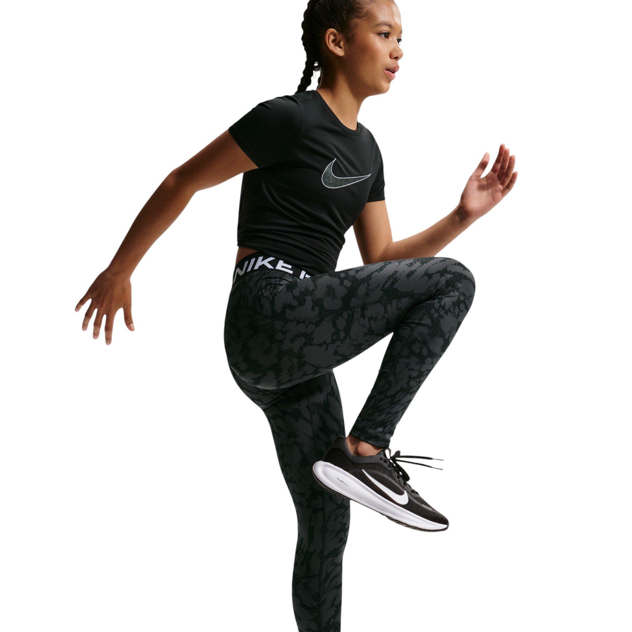 Nike Big Girls' Pro AOP Sports Leggings - Black - BLACK Thumbnail View 3