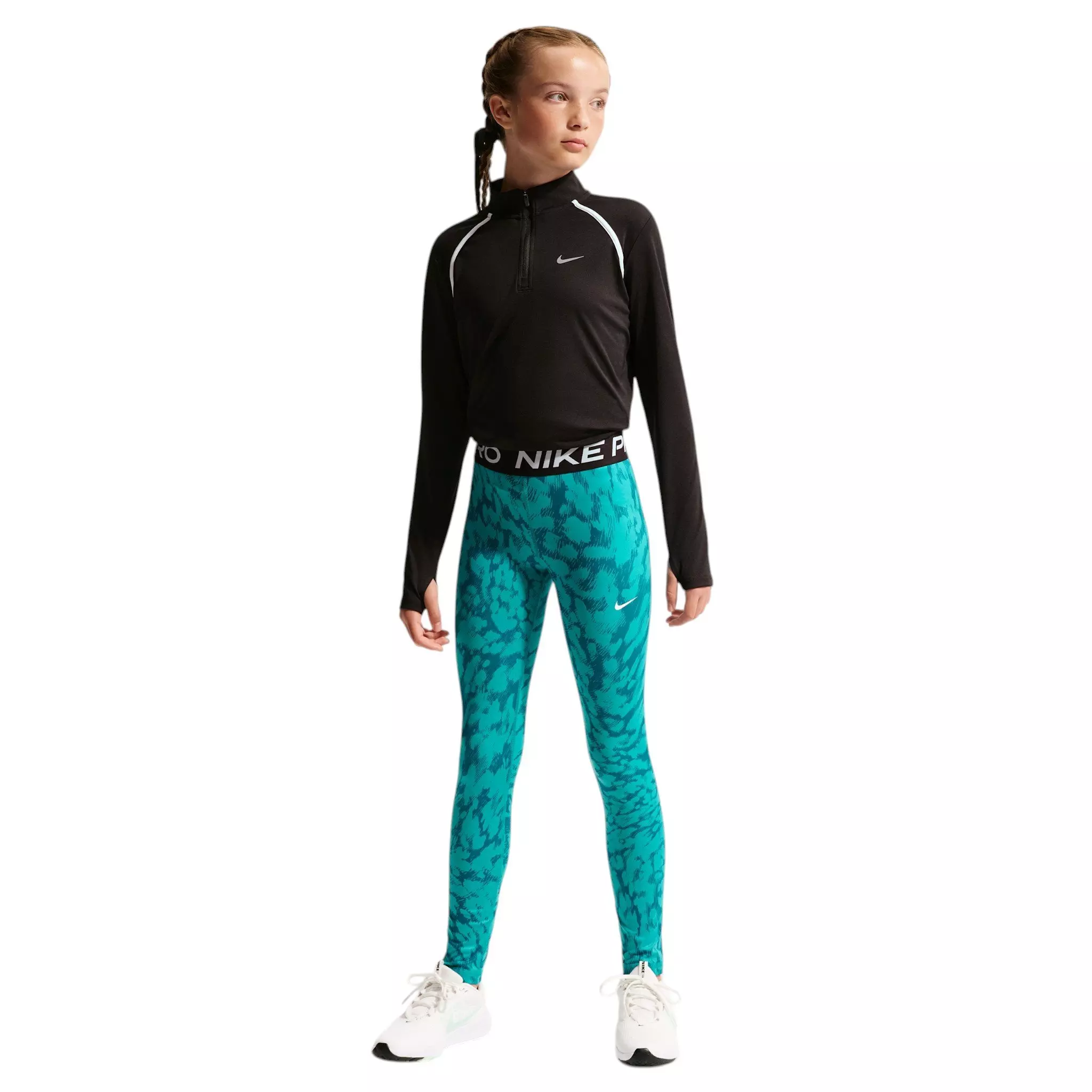 Nike Big Girls' Pro AOP Sports Leggings - Green - GREEN