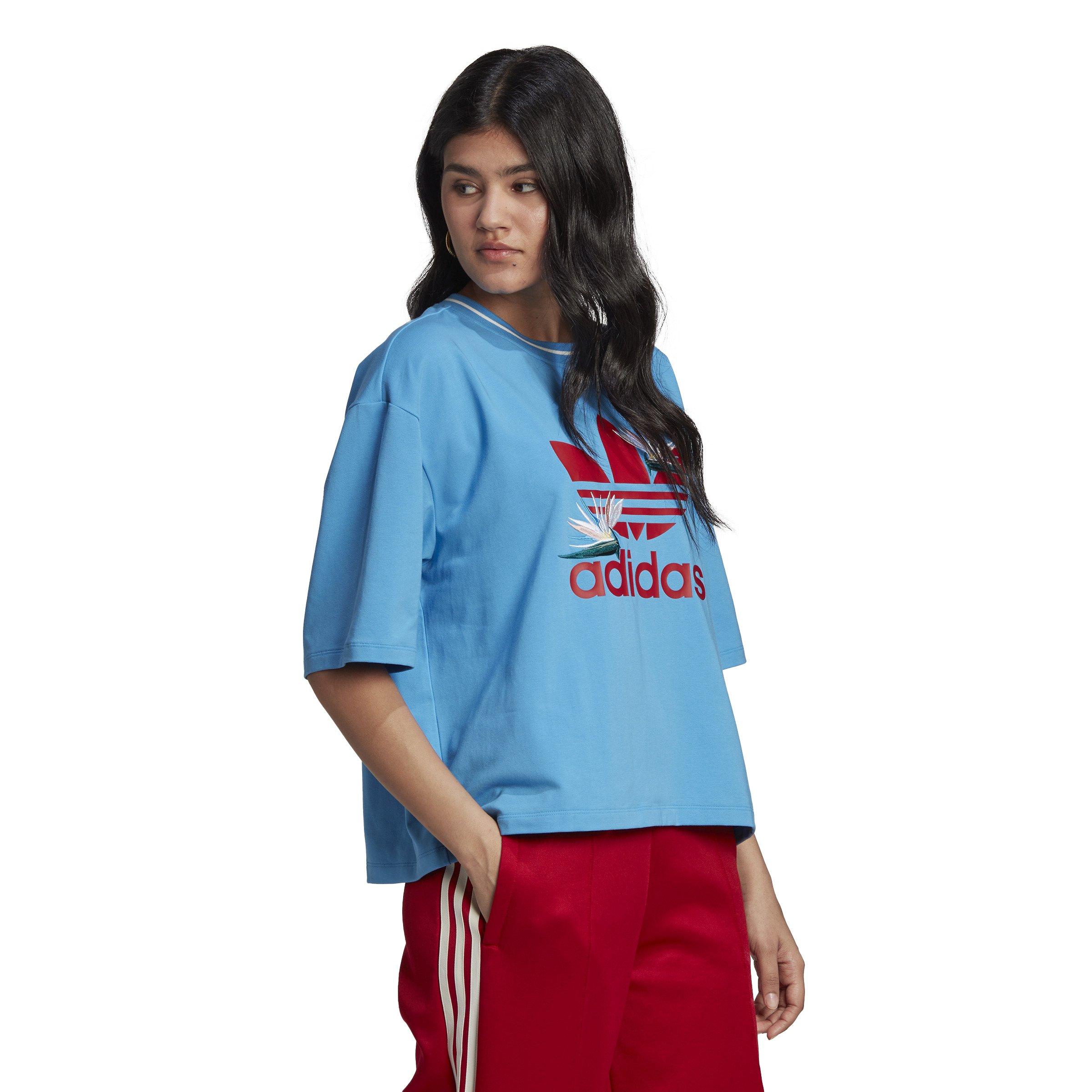 adidas x Thebe Magugu Women's Trefoil Logo Loose Tee-Blue - Hibbett