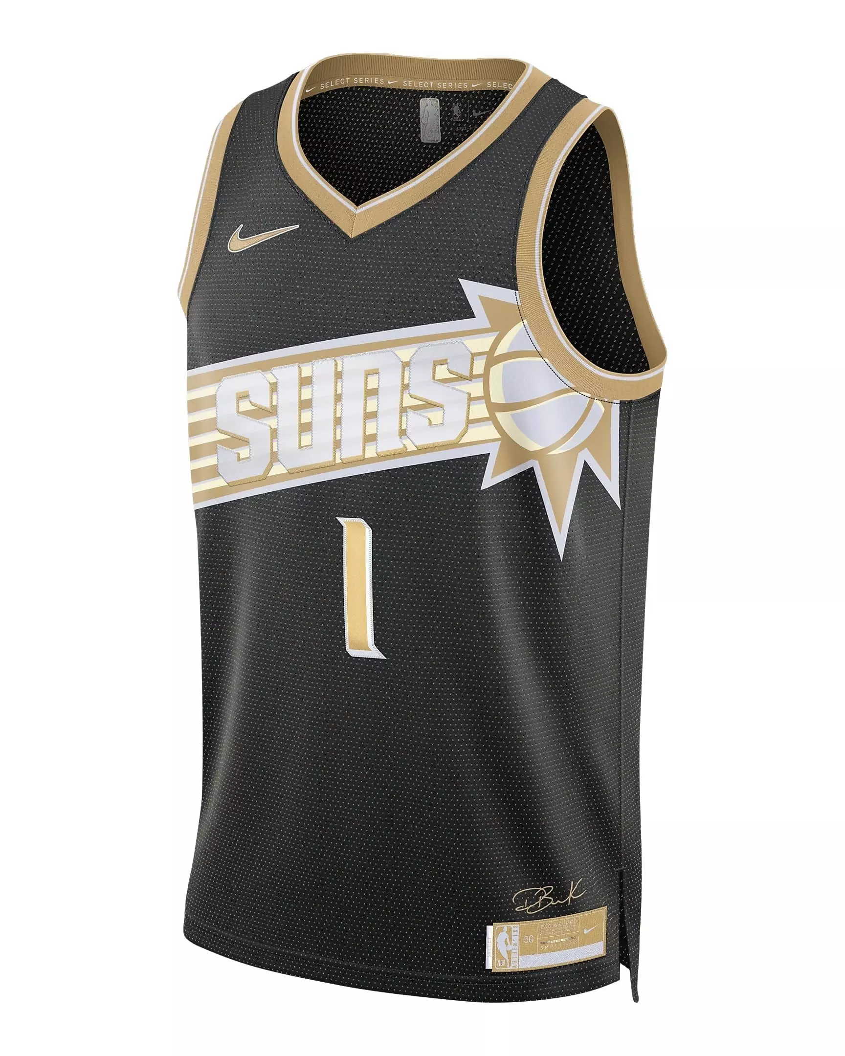 Nike Men's Devin Booker Phoenix Suns 2024 Select Series Dri-FIT NBA Swingman Jersey -Black/Gold - BLACK/GOLD