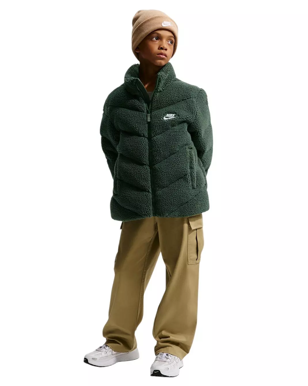 Nike Big Kids' Sportswear Therma-FIT Loose Puffer Jacket - Camo Green - CAMO GREEN