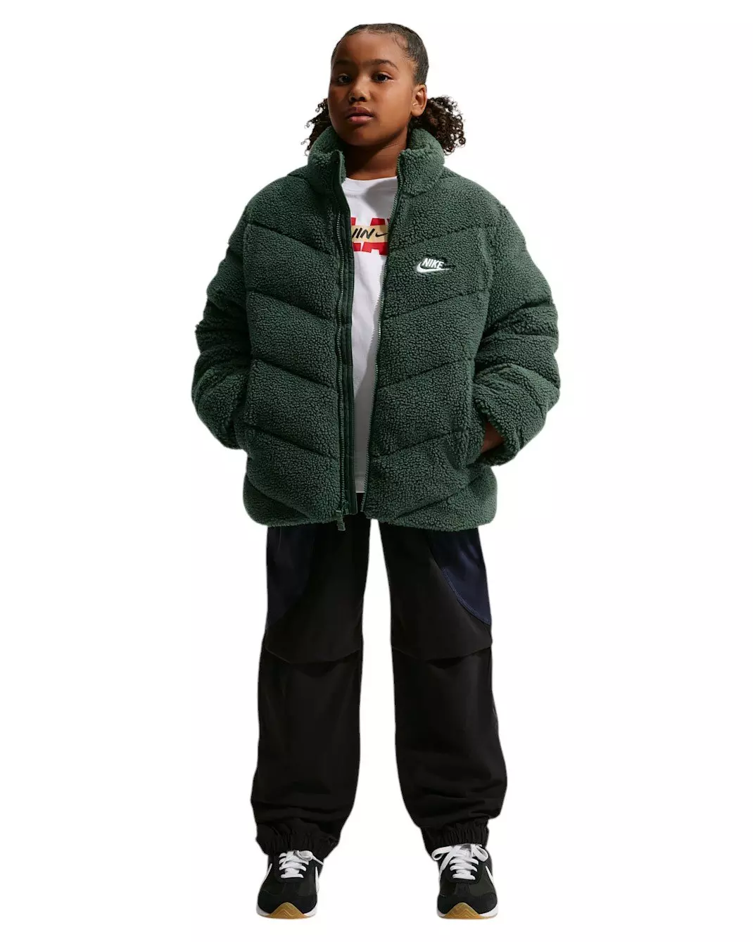 Nike Big Kids' Sportswear Therma-FIT Loose Puffer Jacket - Camo Green - CAMO GREEN