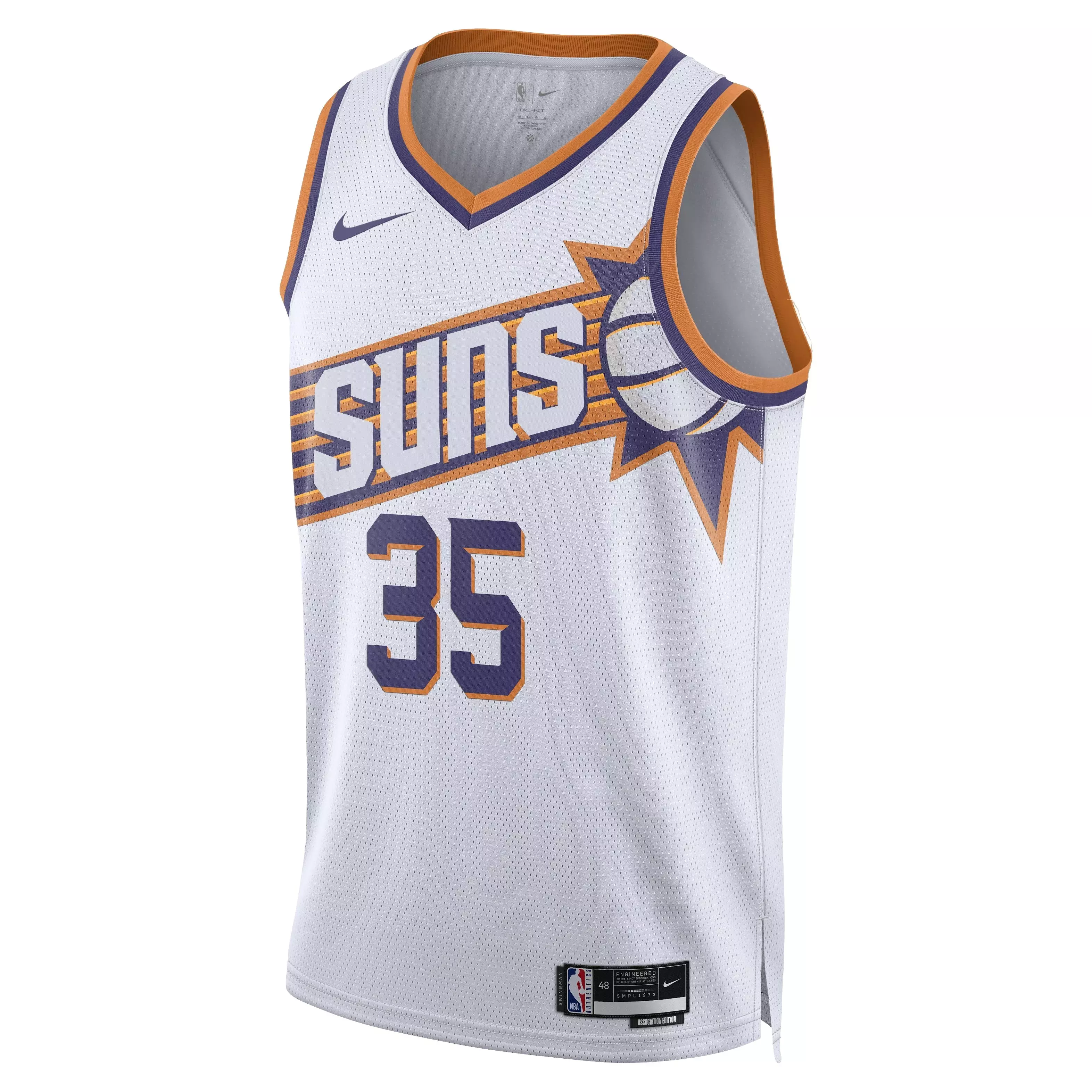 Nike Men's Phoenix Sun Association Edition 2023/24 Durant Dri-FIT NBA Swingman Jersey -White - WHITE