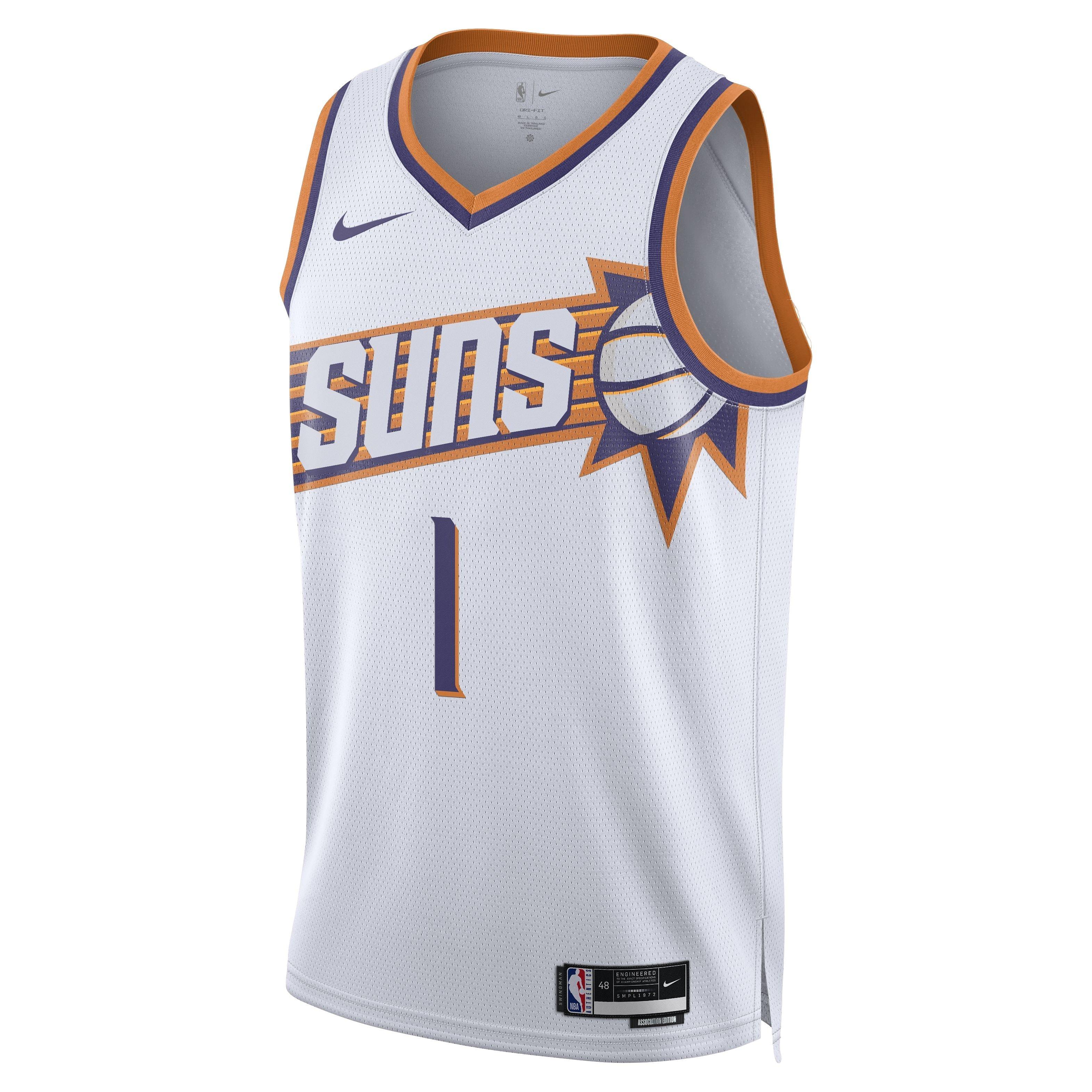 Nike Men's Phoenix Suns Association Edition 2023/24 Booker Dri-FIT NBA Swingman Jersey -White - WHITE Thumbnail View 1