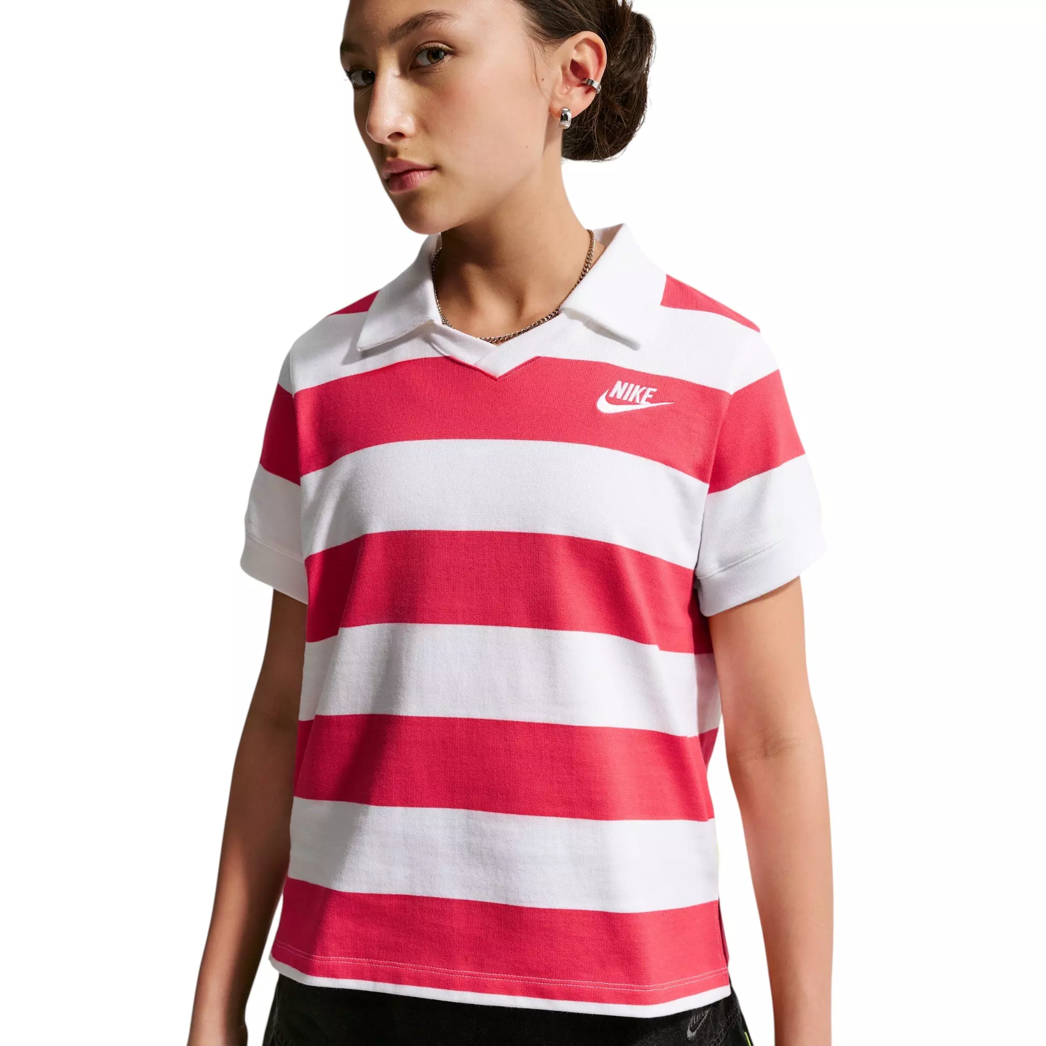 Nike Big Girls' Sportswear Short-Sleeve Polo Top - Red - RED