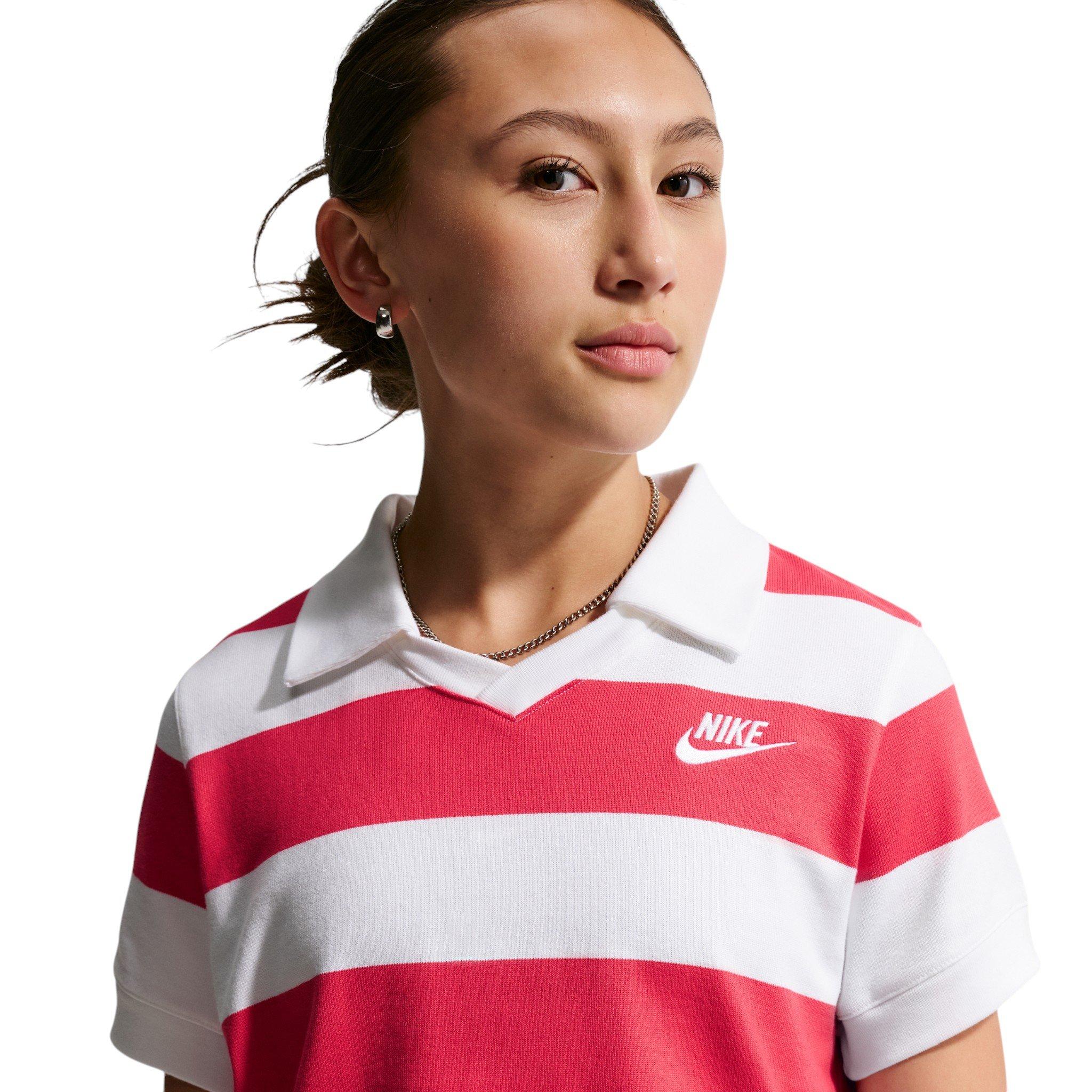 Nike Big Girls' Sportswear Short-Sleeve Polo Top - Red - RED Thumbnail View 3