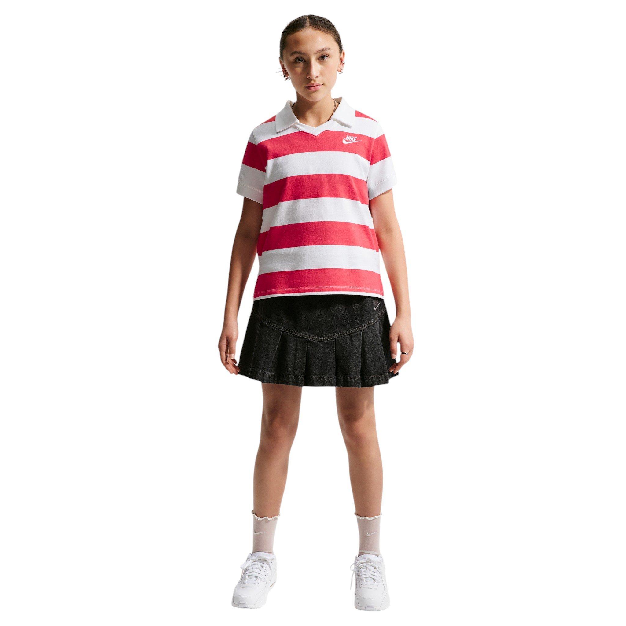 Nike Big Girls' Sportswear Short-Sleeve Polo Top - Red - RED Thumbnail View 4