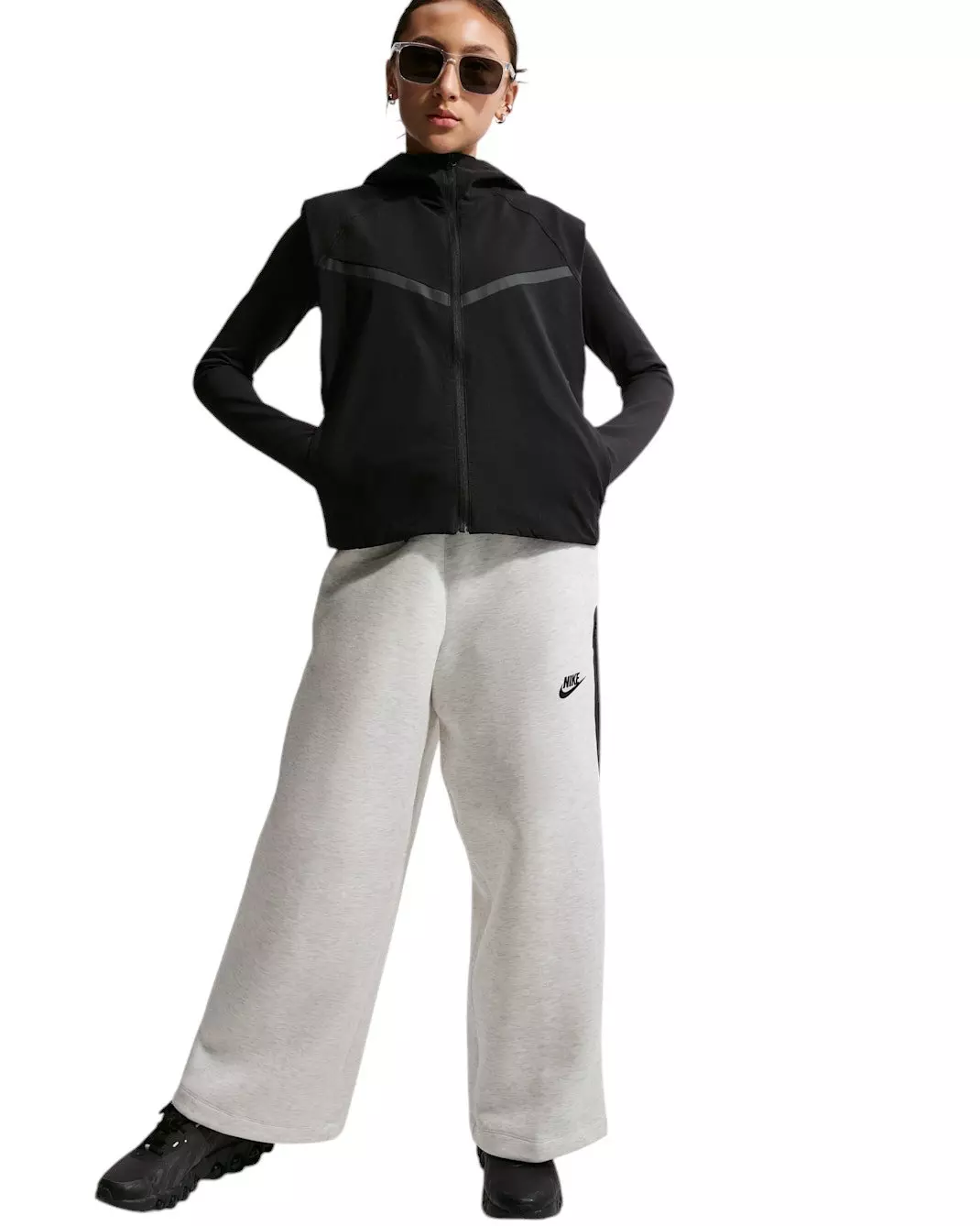 Nike Big Girls' Tech Fleece Wide-Leg Pants - Grey - GREY