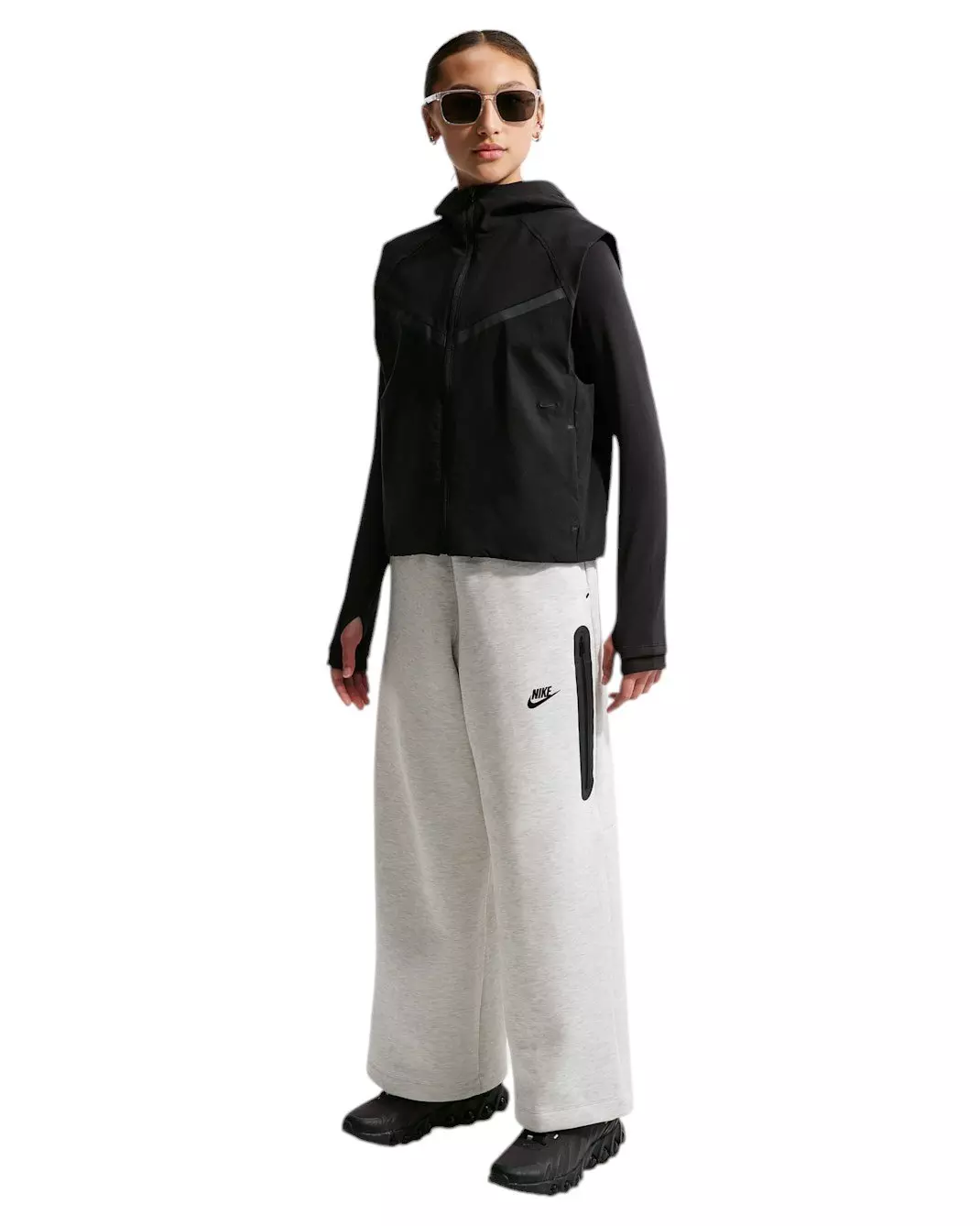 Nike Big Girls' Tech Fleece Wide-Leg Pants - Grey - GREY