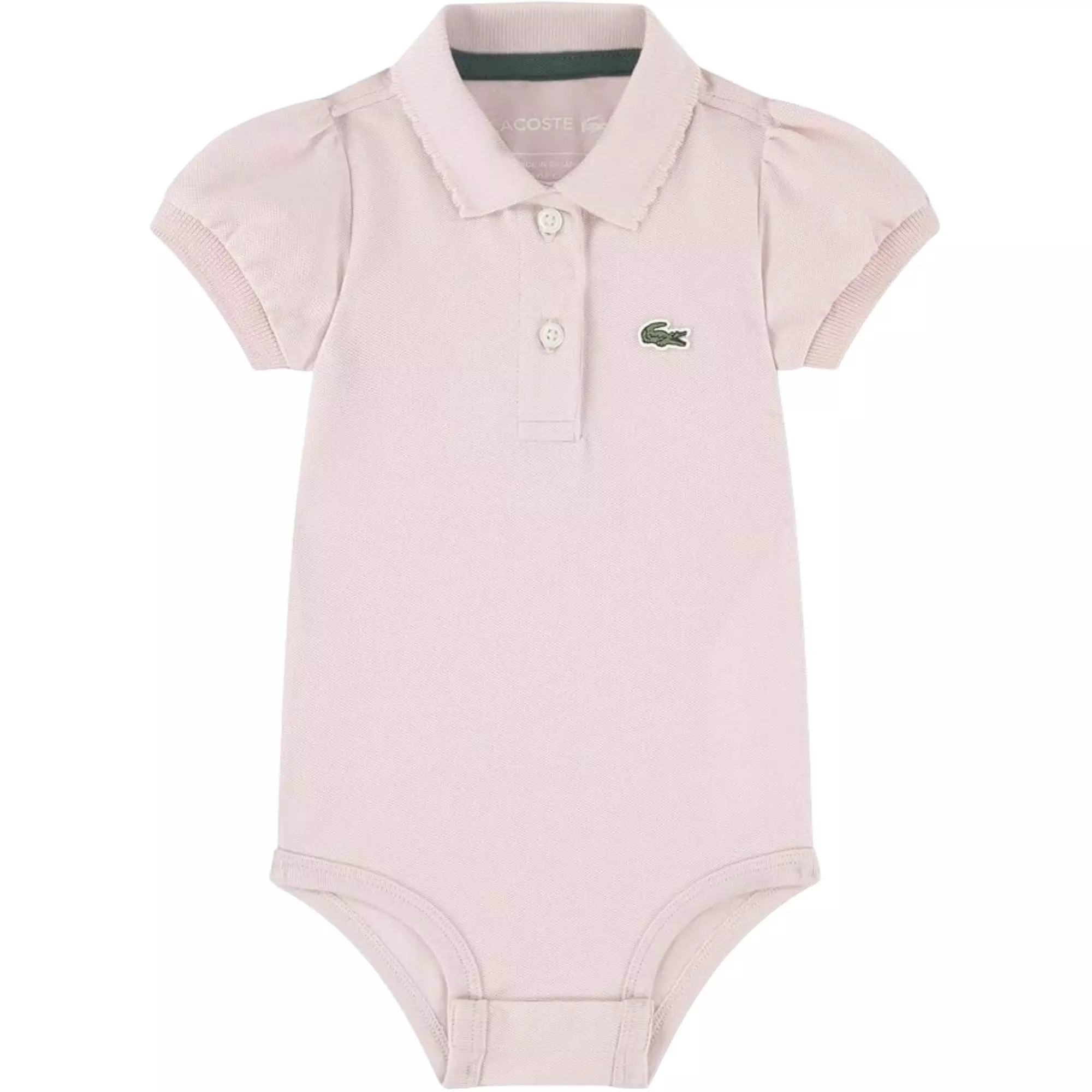 Lacoste Infant Girls' Classic Shirred Sleeve Pique Polo Bodysuit  - Lt Pink - LT PINK