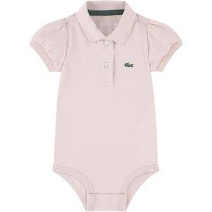 Lacoste Infant Girls' Classic Shirred Sleeve Pique Polo Bodysuit -Lt Pink