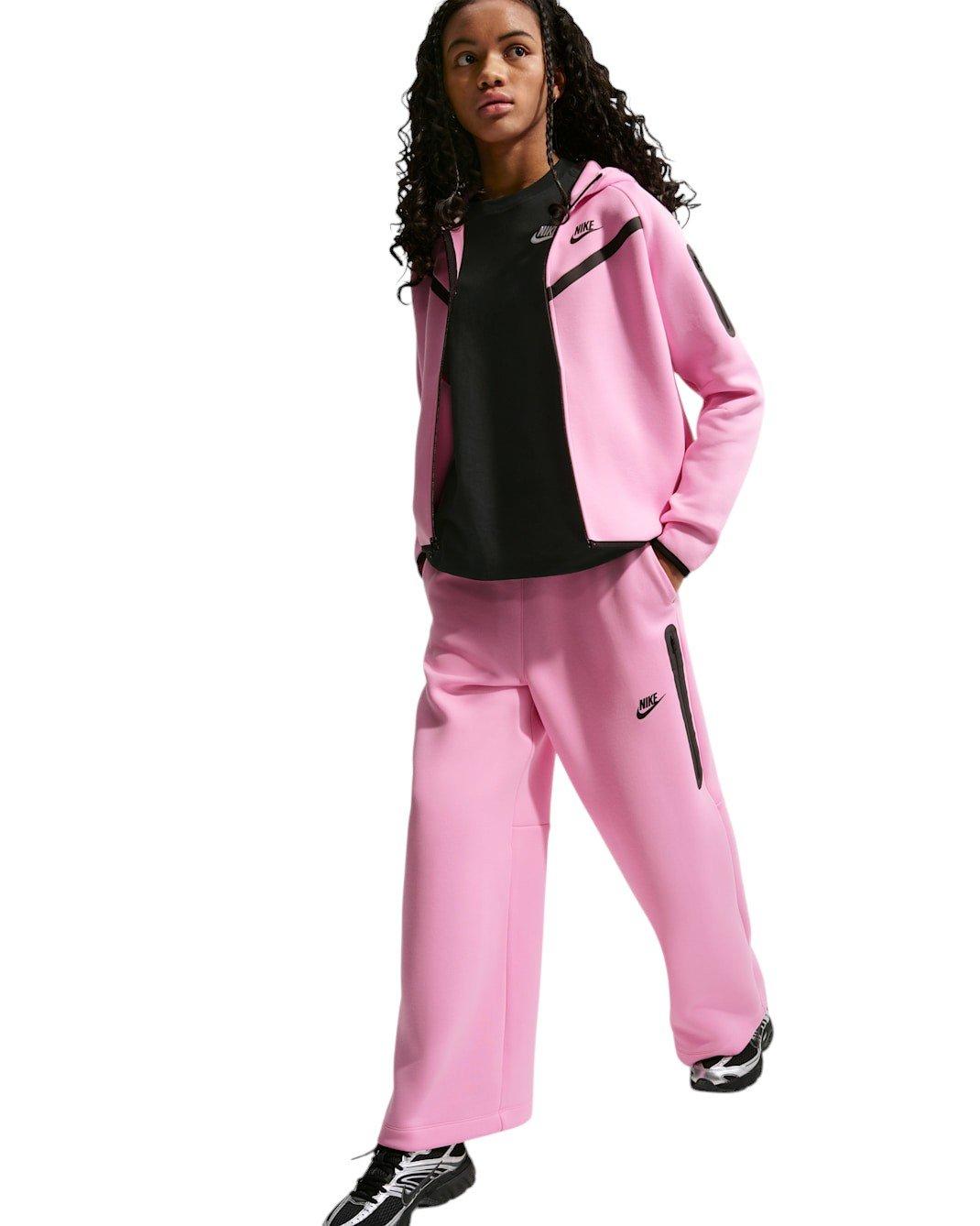 Nike Tech Fleece Big Girls' Pink Wide-Leg Pants
