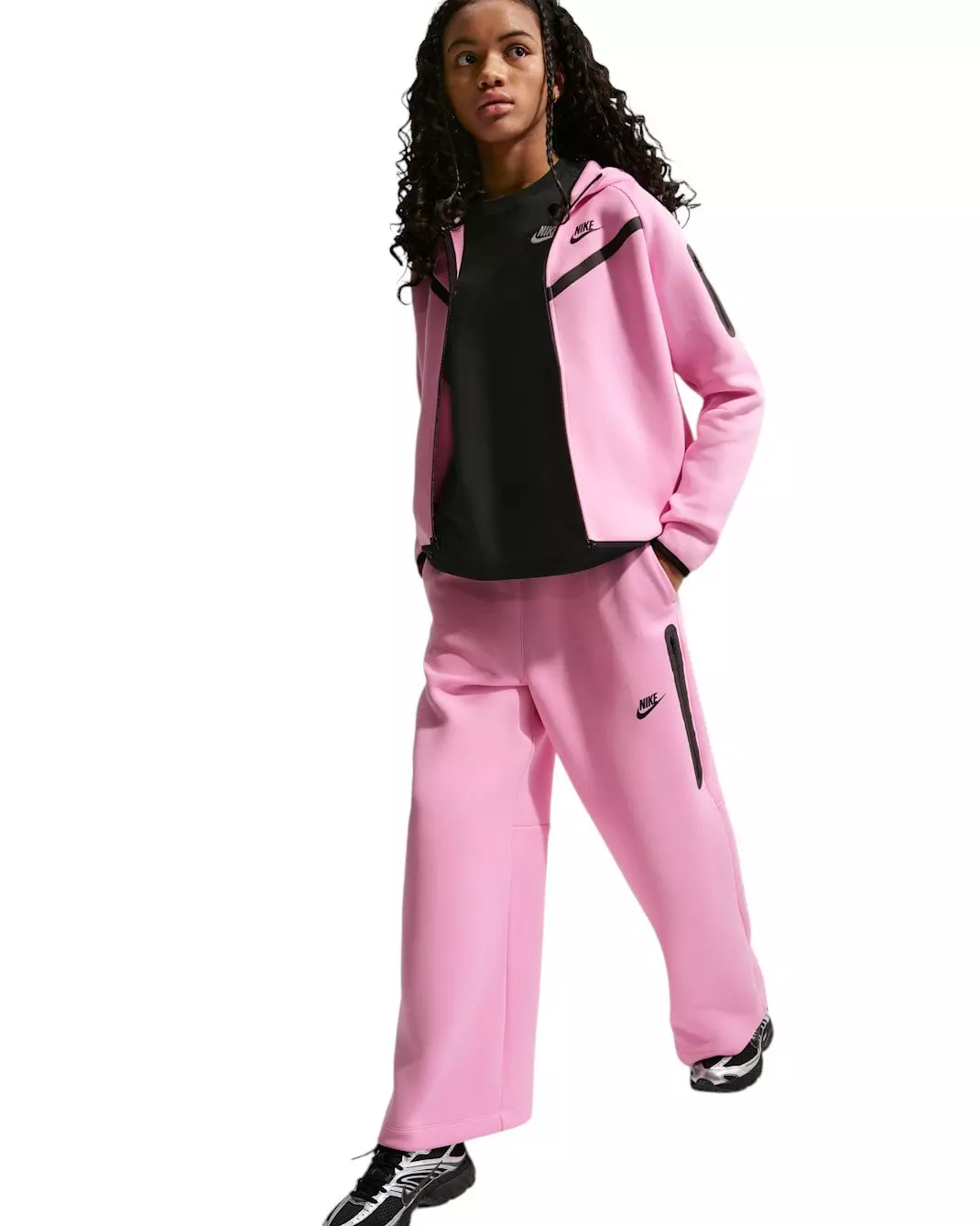 Nike Big Girls' Tech Fleece Wide-Leg Pants - Pink - PINK