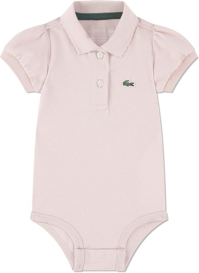 Lacoste Toddler Girls' Classic Shirred Sleeve Pique Polo Bodysuit - Lt Pink - LT PINK Thumbnail View 1