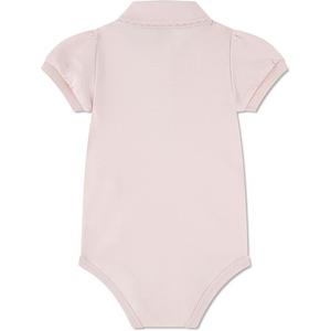 Lacoste Toddler Girls' Classic Shirred Sleeve Pique Polo Bodysuit -Lt Pink