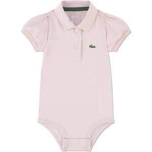 Lacoste Toddler Girls' Classic Shirred Sleeve Pique Polo Bodysuit -Lt Pink