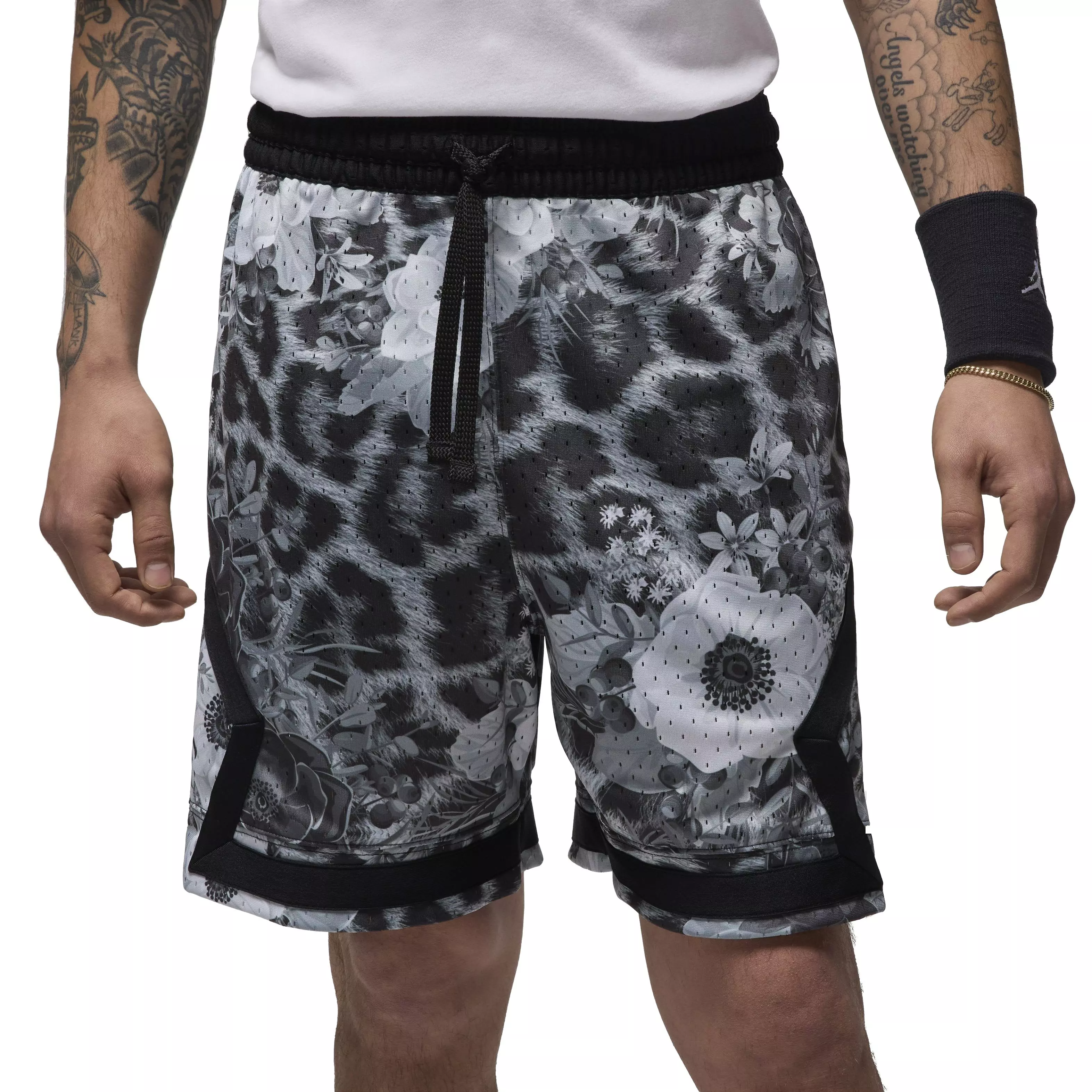 Jordan Men's Sport Dri-FIT AOP2 Diamond Shorts -Black/White - BLACK/WHITE