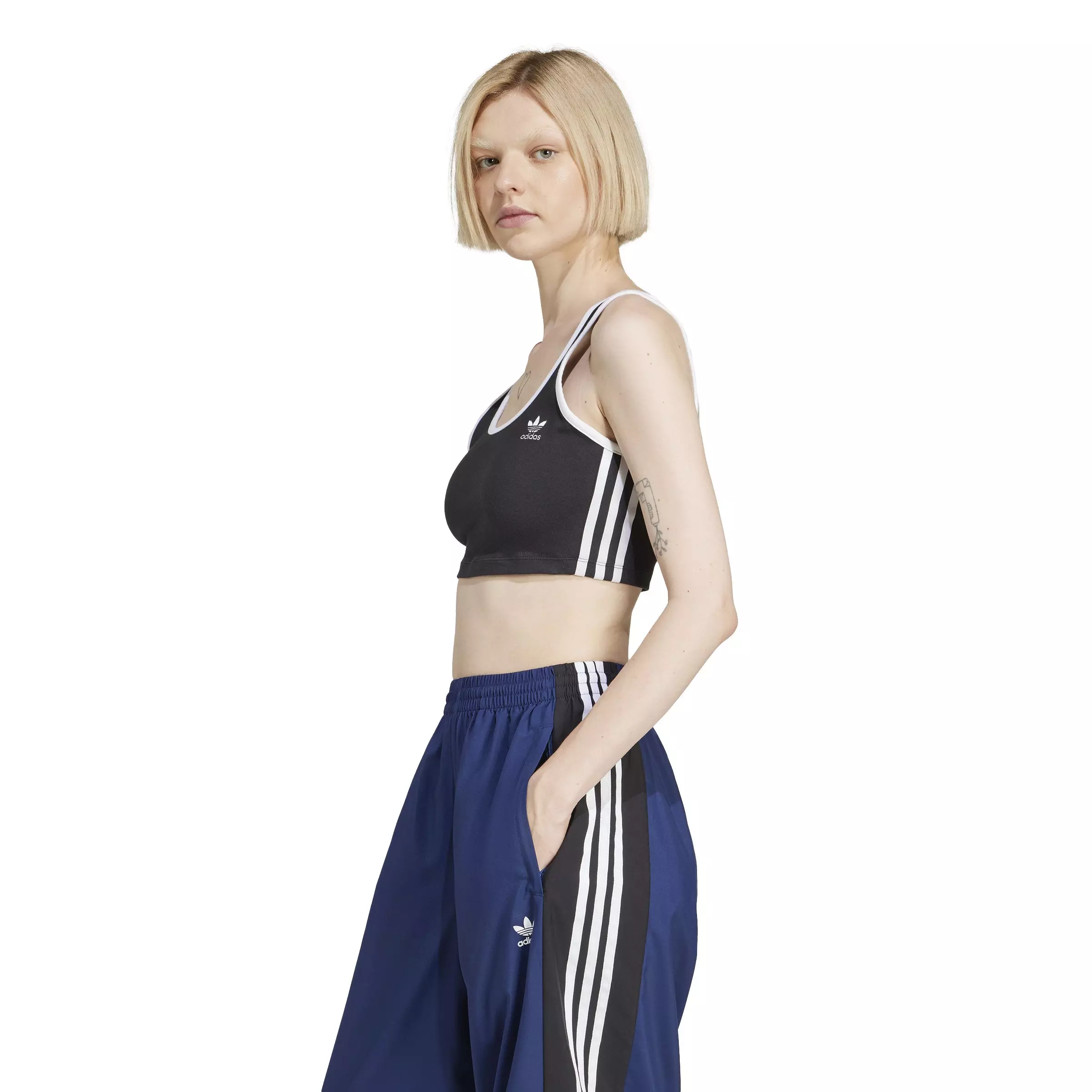 adidas Originals Women's Adicolor 3-Stripes Bra Top -Black - BLACK