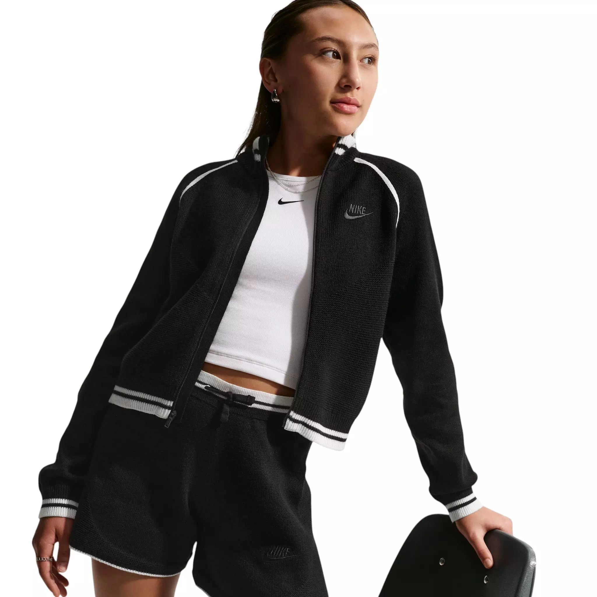 Nike Big Girls' Sportswear Sweater Track Shorts - Black - BLACK