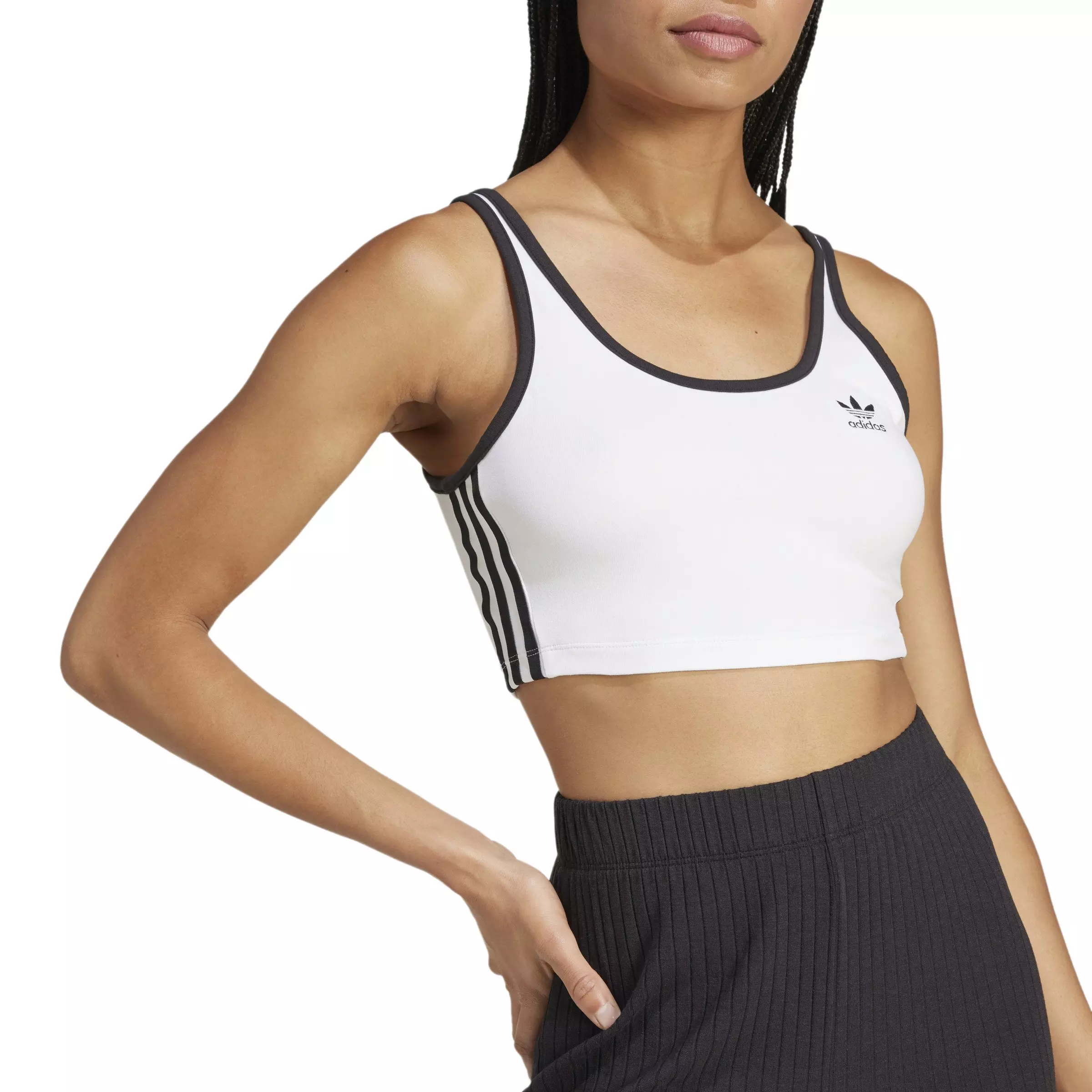adidas Originals Women's Adicolor 3-Stripes Bra Top -White - WHITE