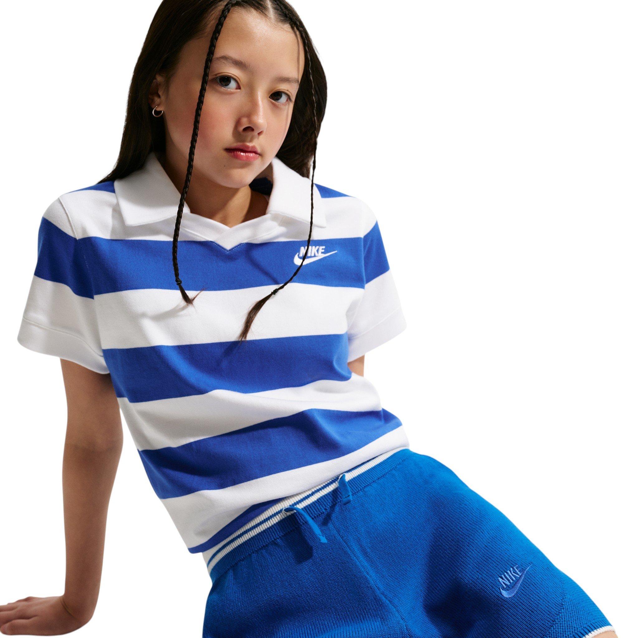 Nike Big Girls' Sportswear Sweater Track Shorts - Royal - ROYAL Thumbnail View 3