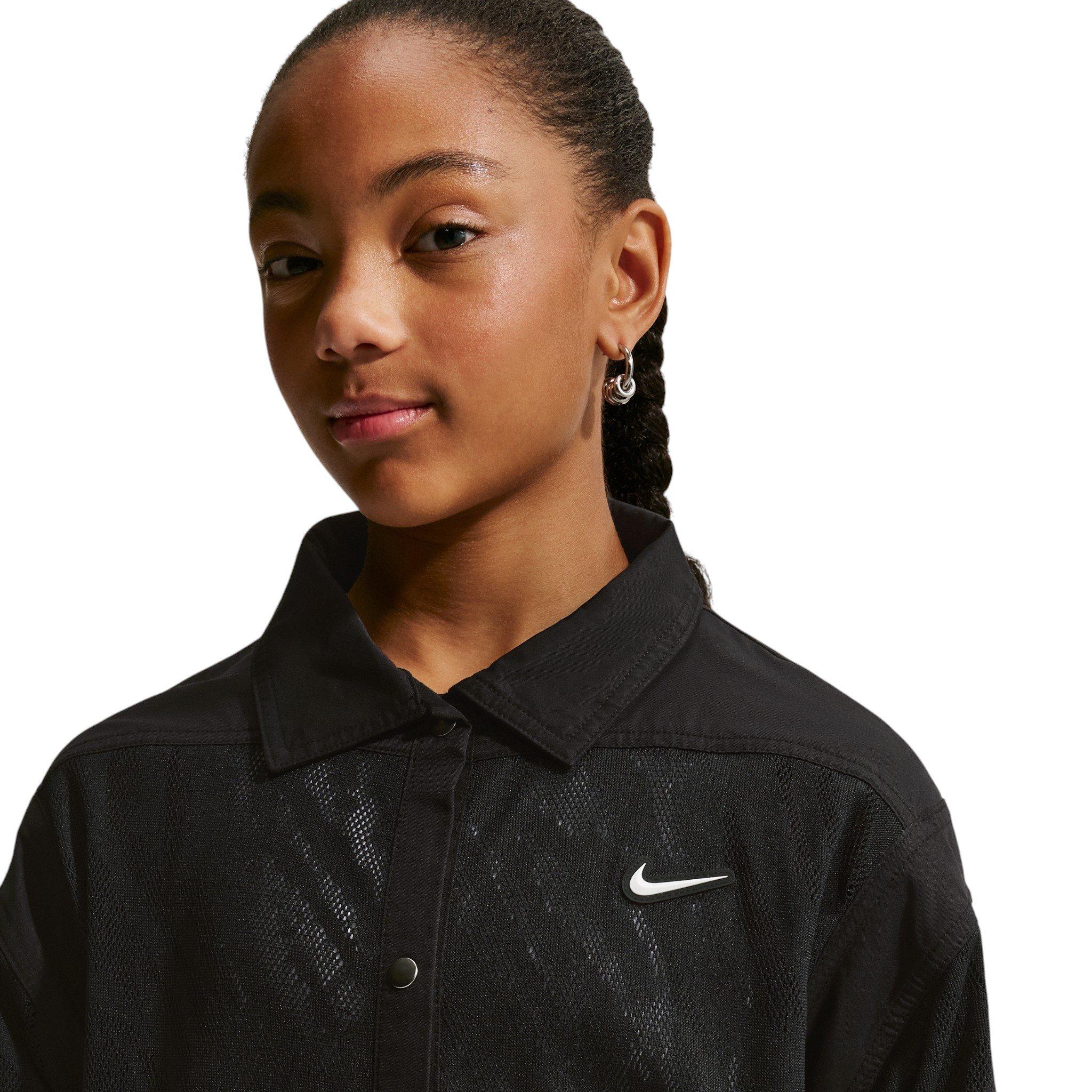 Nike Big Girls' Sportswear FA26 Woven Jacket - Black - BLACK Thumbnail View 3