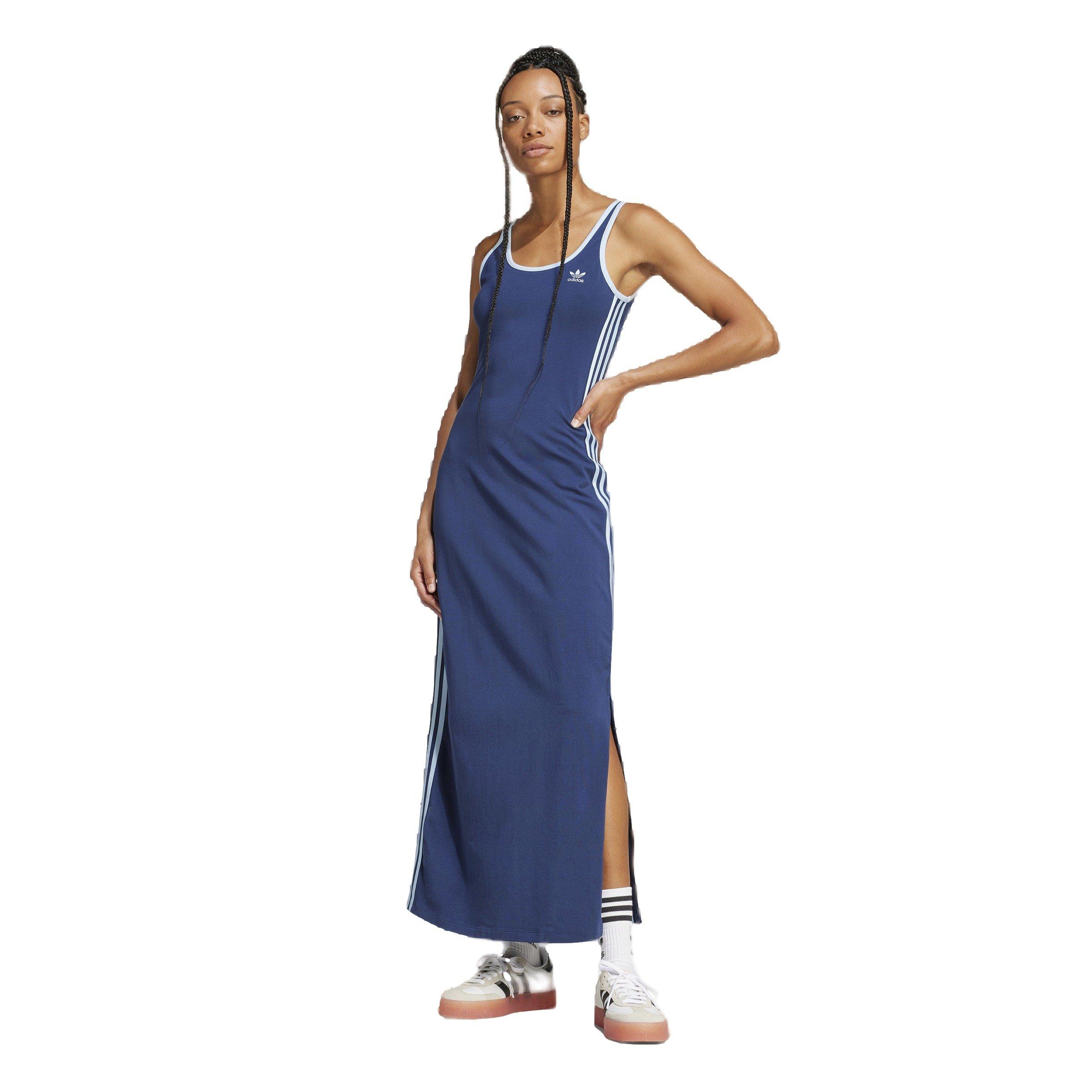 adidas Originals Women's Adicolor 3-Stripes Tank Maxi Dress -Blue - BLUE Thumbnail View 1