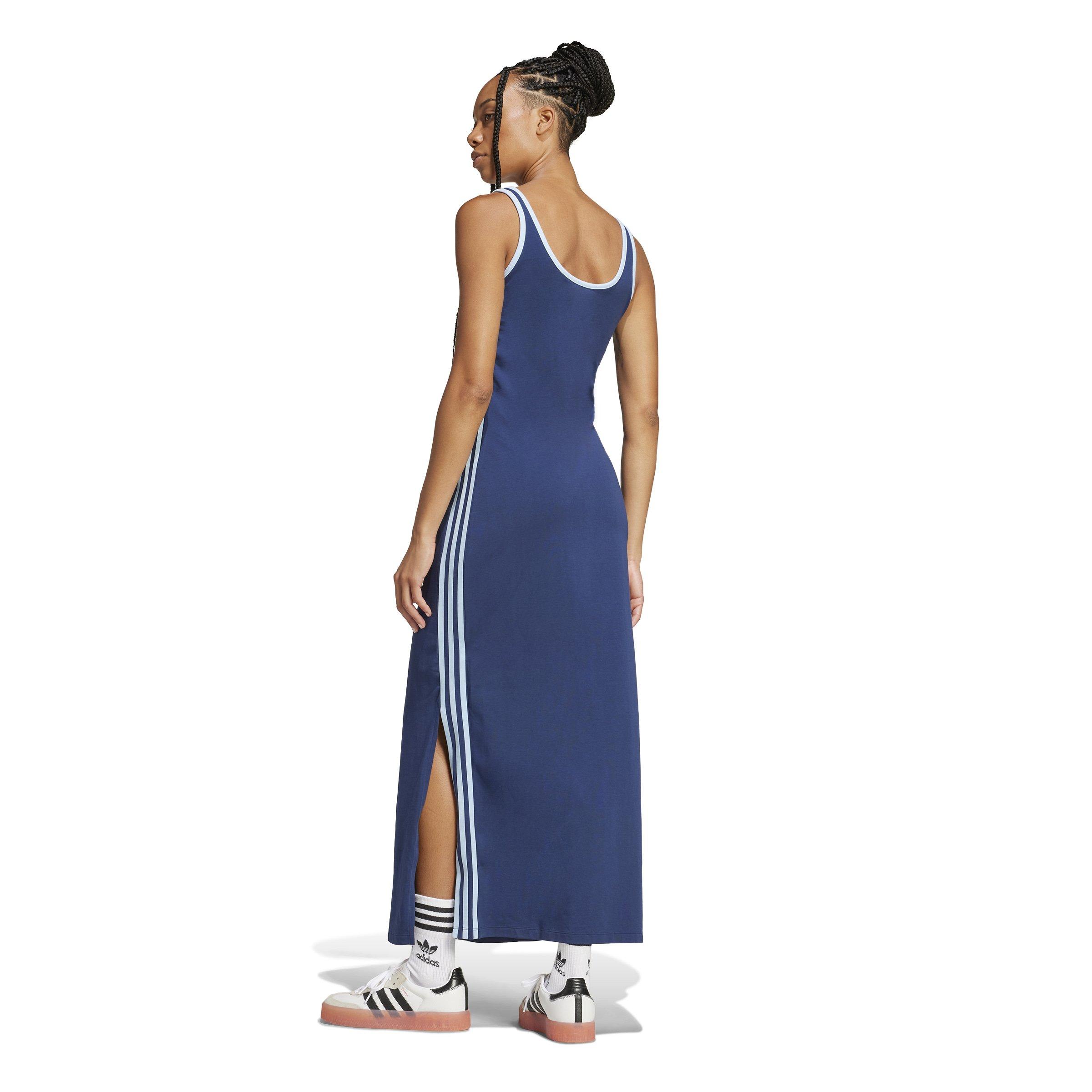 adidas Originals Women's Adicolor 3-Stripes Tank Maxi Dress -Blue - BLUE Thumbnail View 2